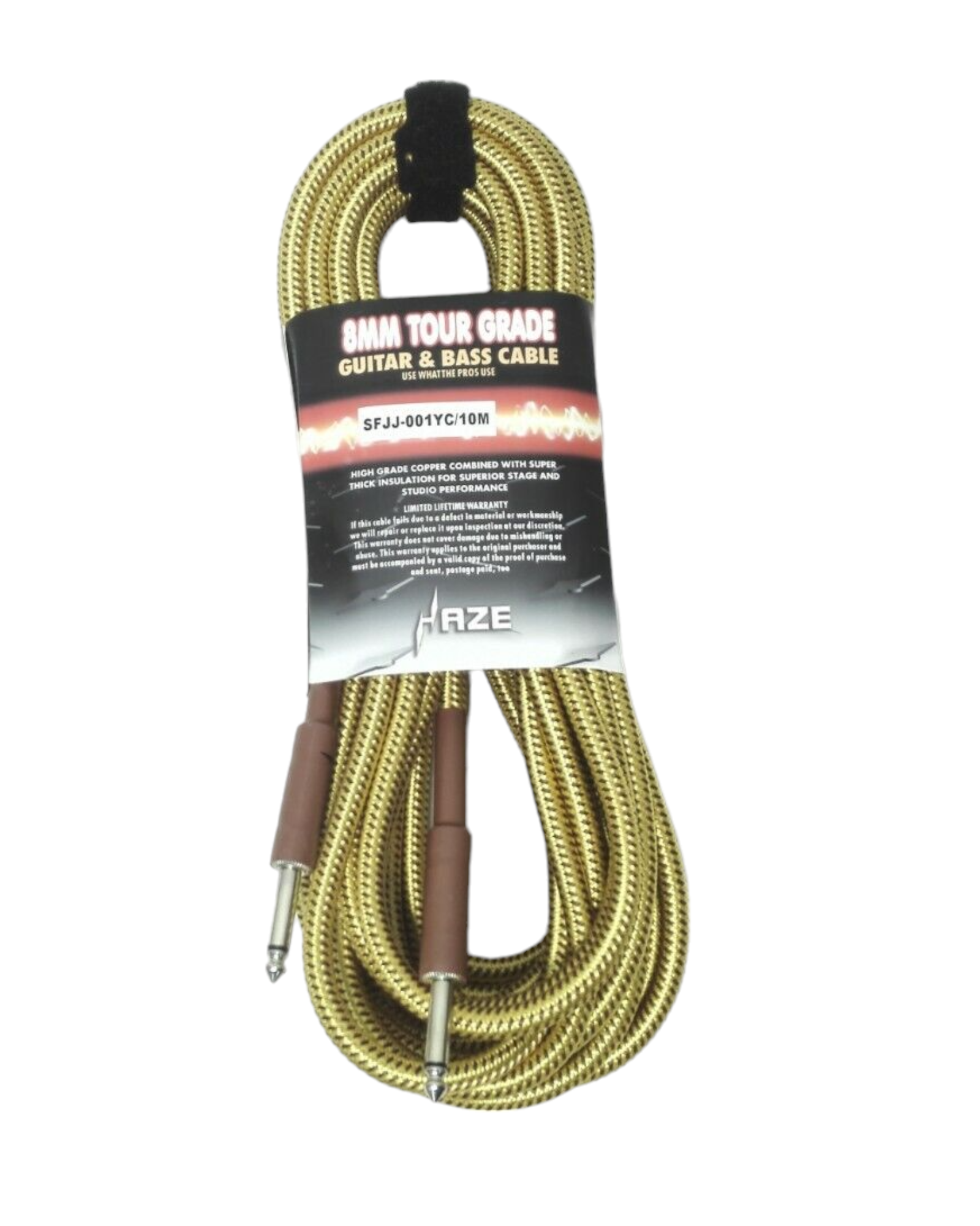 Haze Tour Grade Braided Tweed Guitar/Instrument Cable/Lead,3m,6m,10m,15m Yellow+Brown SFJJ-001