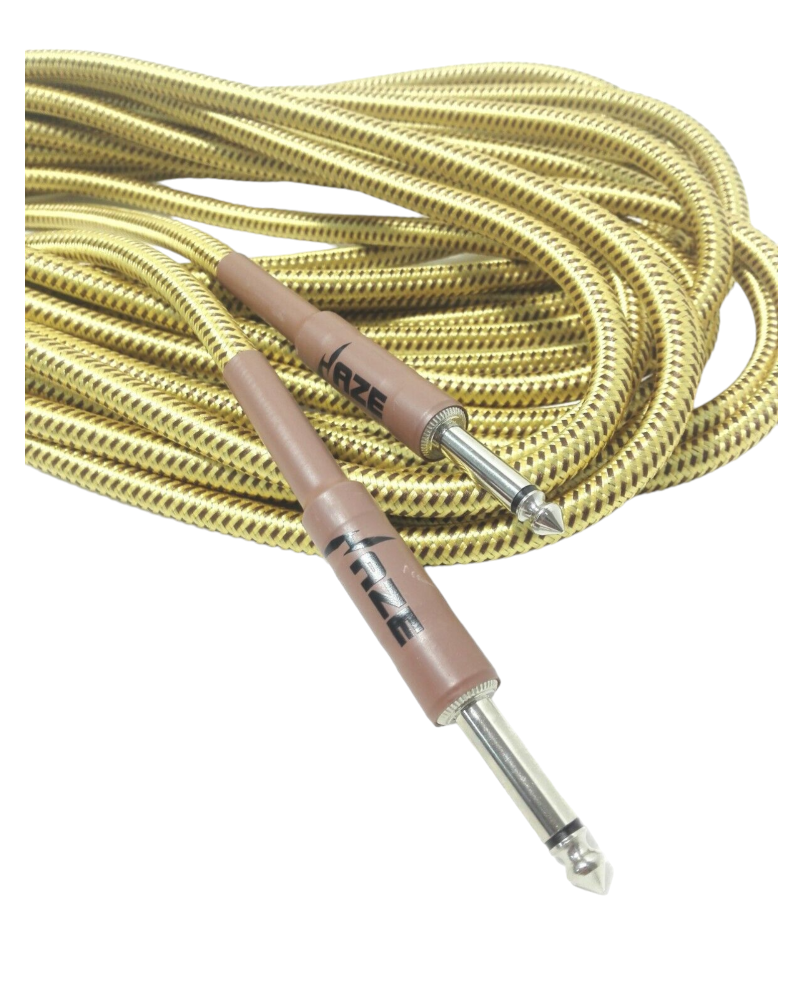 Haze Tour Grade Braided Tweed Guitar/Instrument Cable/Lead,3m,6m,10m,15m Yellow+Brown SFJJ-001