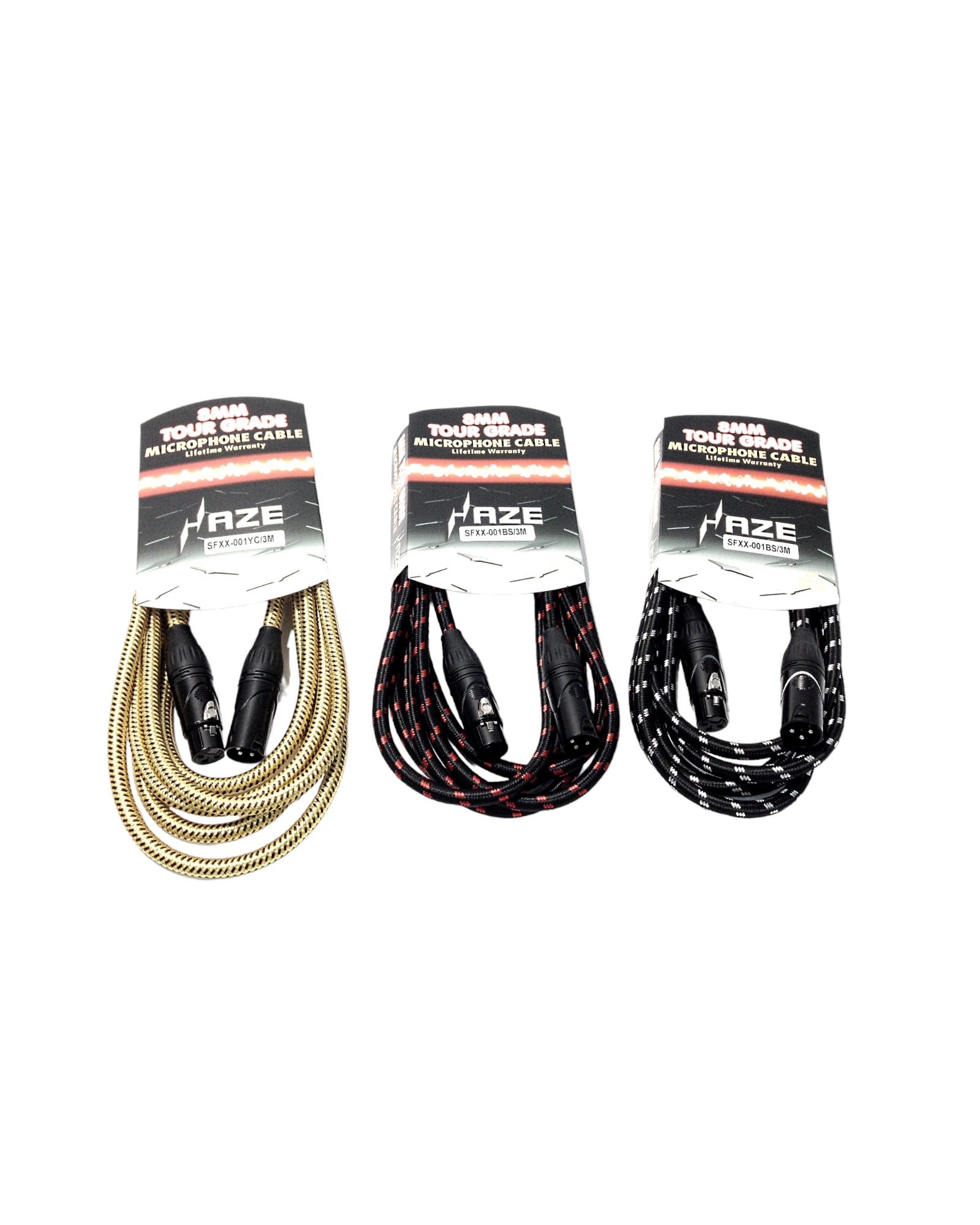 Haze 3m 6m Braided Tweed 3-Pin Balanced XLR Microphone Cable SFXX-001