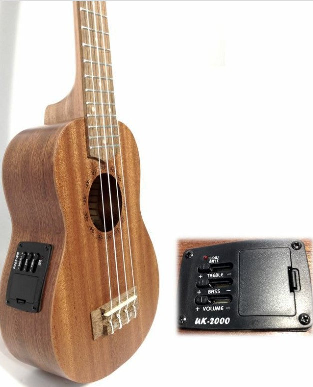 Haze HAU21/EQ All-Mahogany Soprano Ukulele 21" + Free Gig Bag, Extra Strings, Pick, Tuner