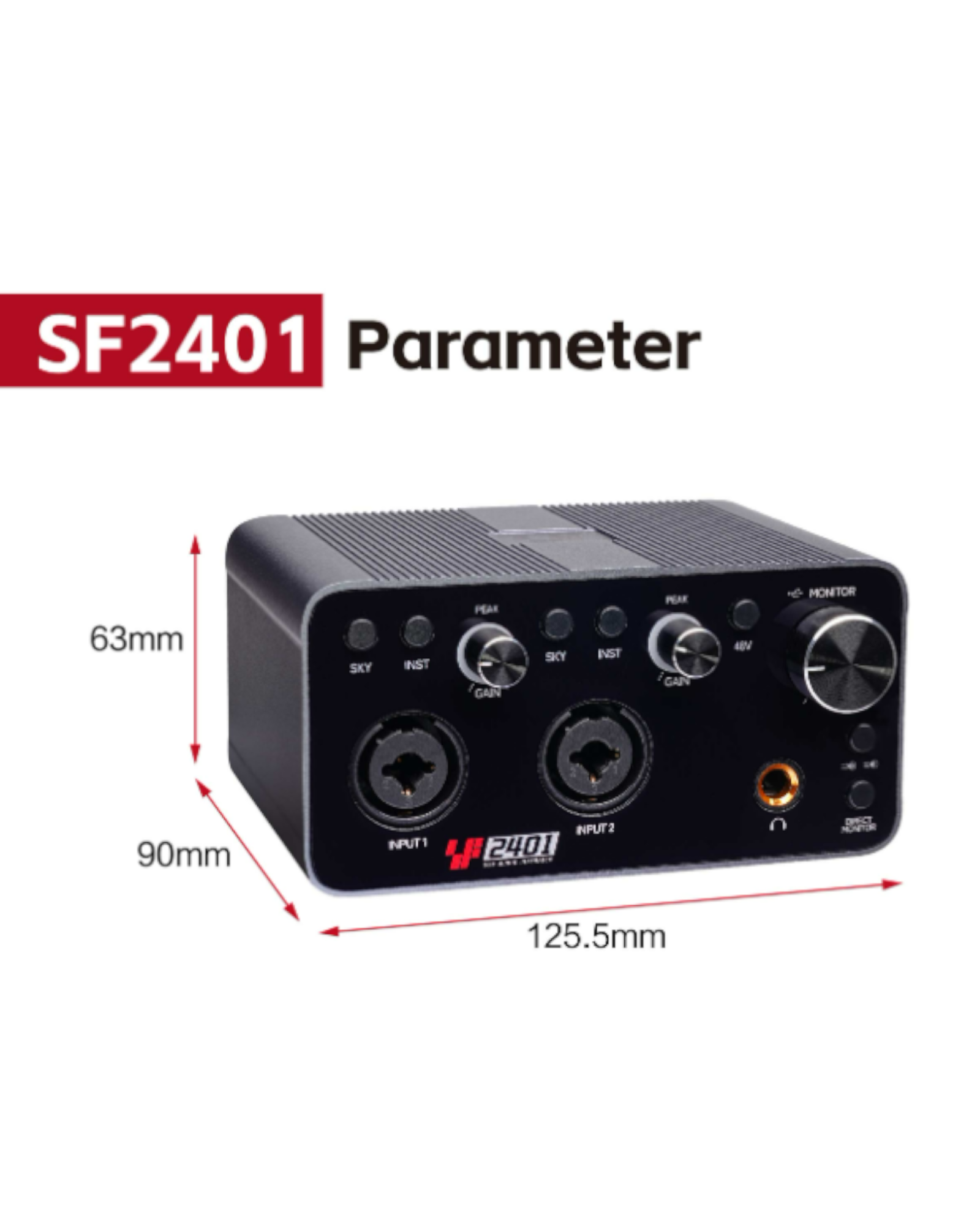 Simplefly Digital Dual-Channel 24bit/192kHz AD/DA Converter USB-C Audio Interface w/ 48V Phantom Power Supply & Pre-Amp -  SF2401