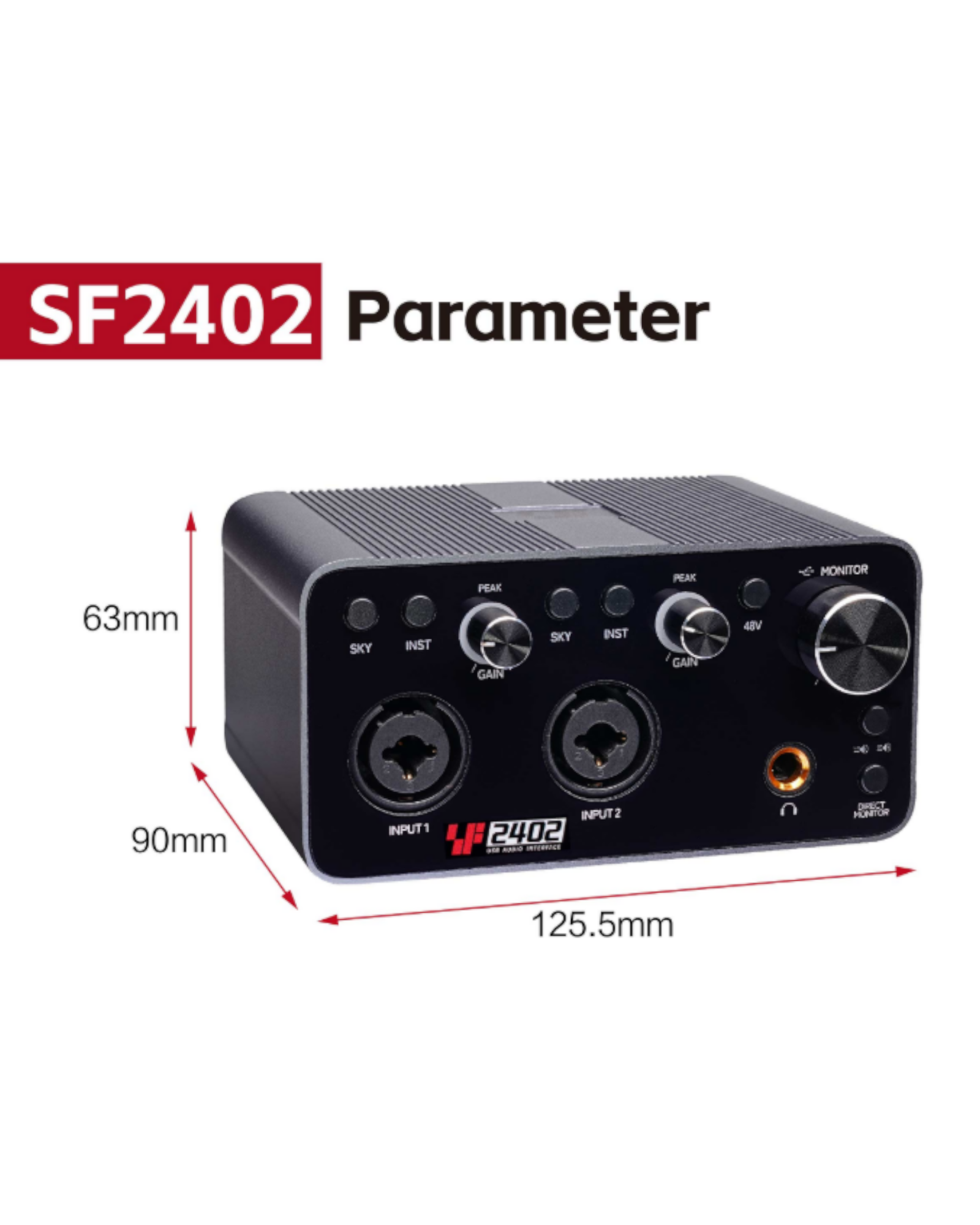 Simplefly Digital Dual-Channel 24bit/192kHz AD/DA Converter 4K HDMI USB-C Audio-Video Interface w/ 48V Phantom Power Supply & Pre-Amp -  SF2402