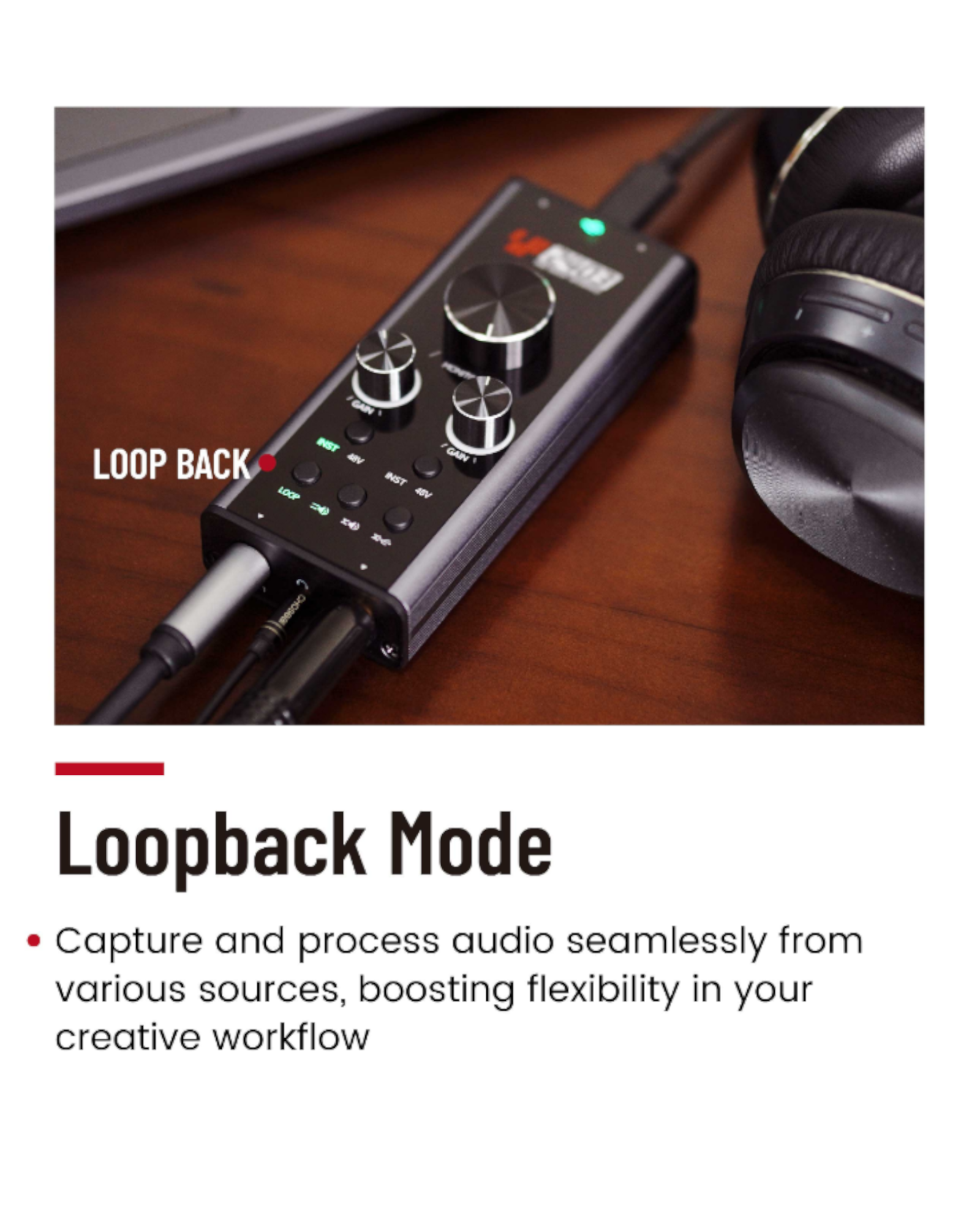 Simplefly Analog Dual-Channel 24bit/192kHz AD/DA Converter USB-C Audio Interface w/ 48V Phantom Power Supply & Loopback Function - SF2403