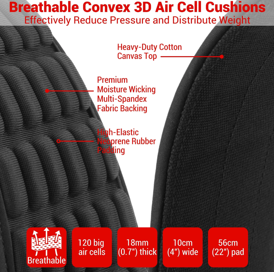 AMUMU AIRAFT™ 4" Air Cell Padded Bass & Guitar Strap - Black