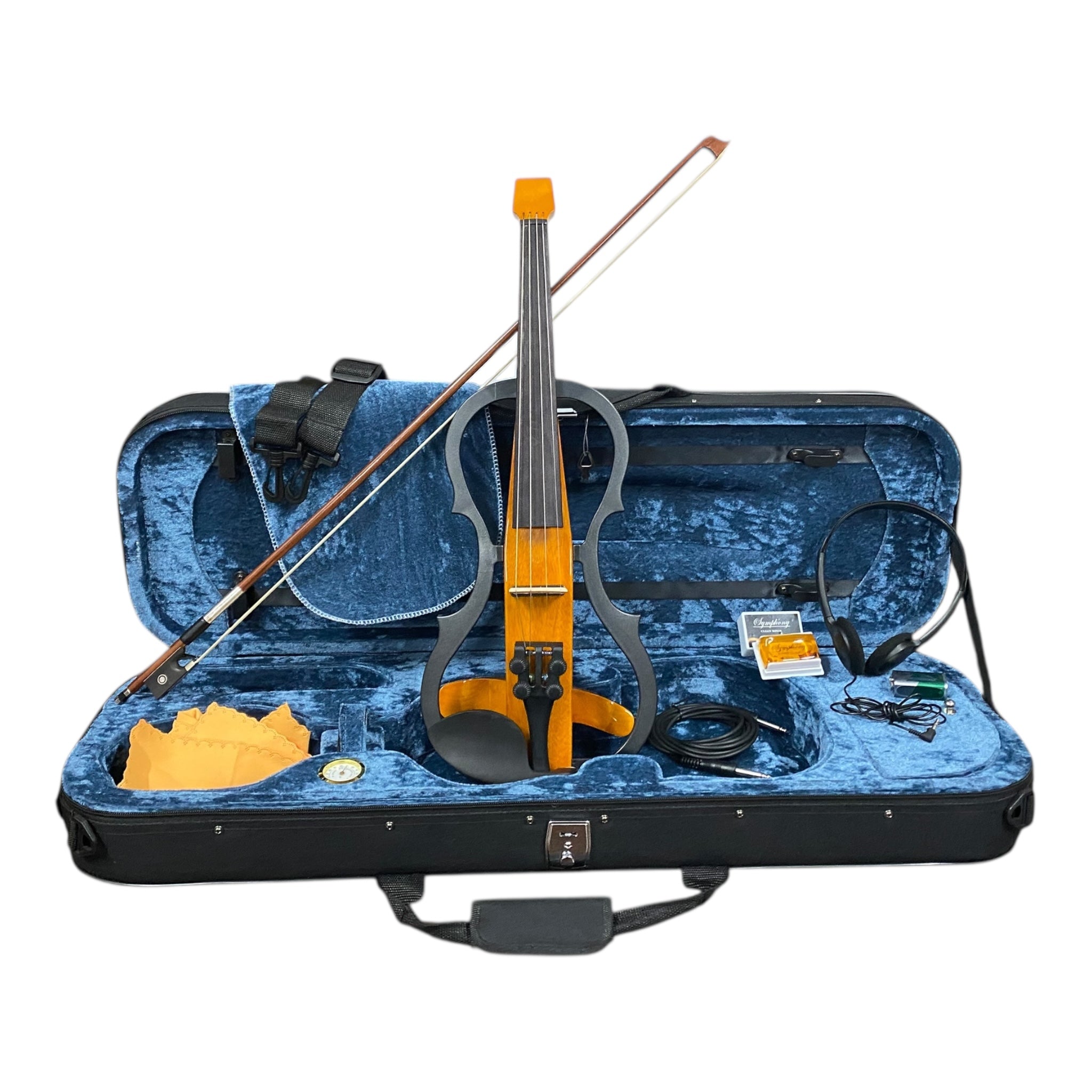 Symphony EVHL01N Headless Catalpa ABS Electric Violin Outfit in Natural Gloss w/ Built-In EQ