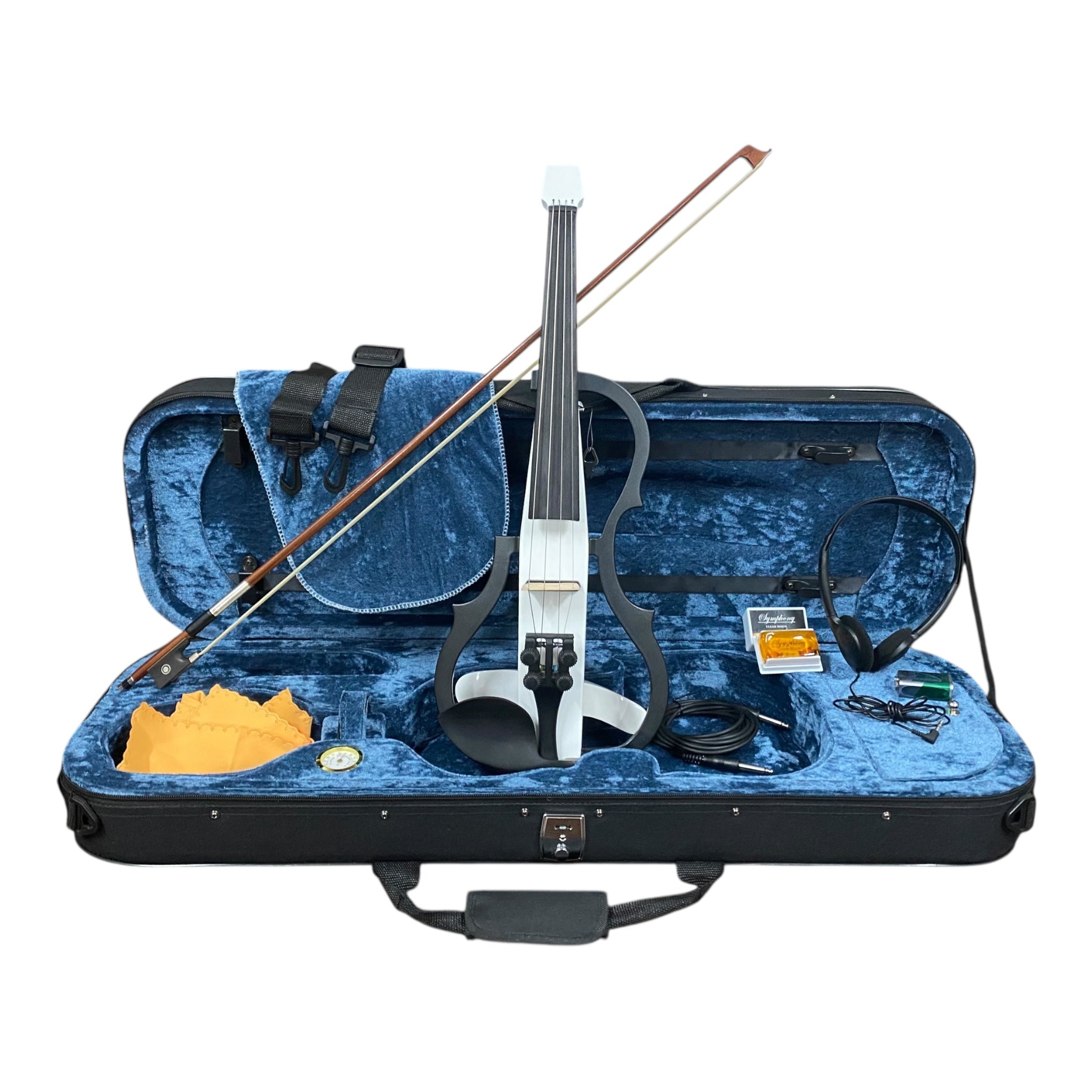 Symphony EVHL01WH Headless Catalpa ABS Electric Violin Outfit in White Gloss w/ Built-In EQ