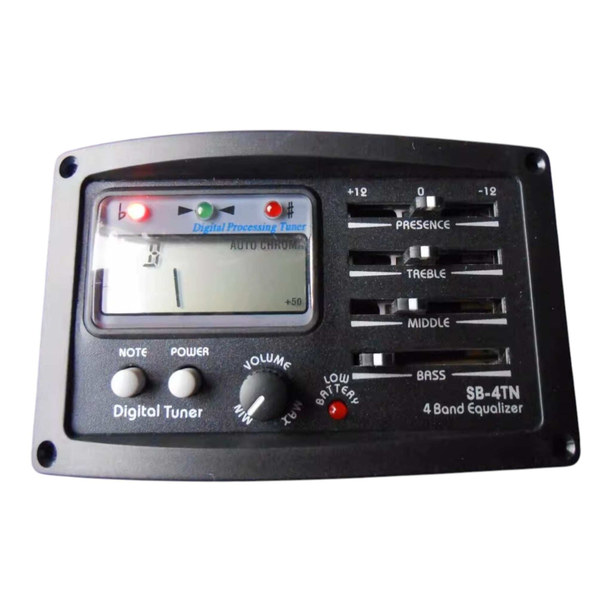 Belcat SB4TN Acoustic Guitar 4-Band EQ Onboard Preamp System with Tuner & Piezo Pickup