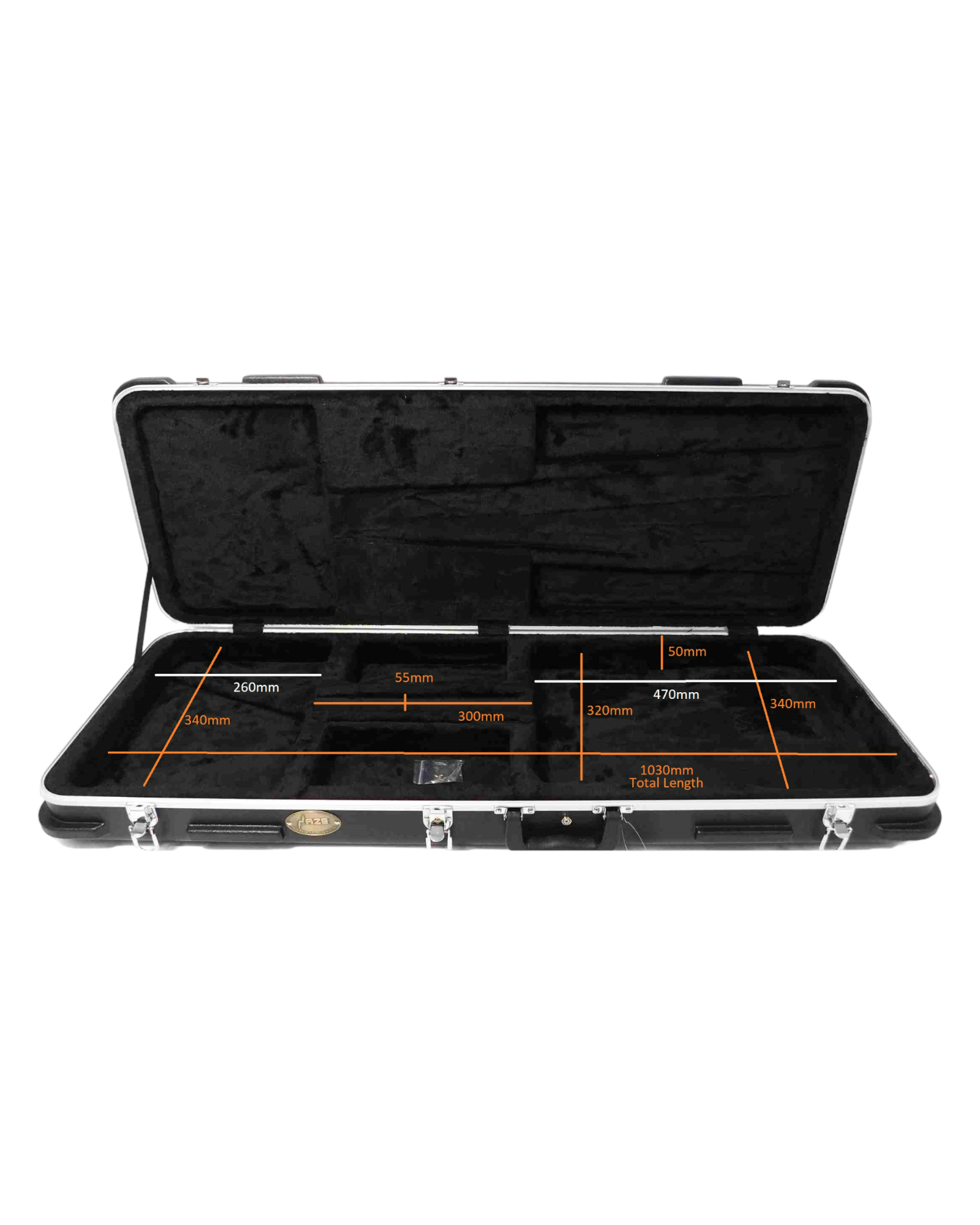 Haze 20ABS Electric Guitar Heavy-Duty Hard Case with Rounded Corners - Lockable, Black, HCBEF20ABS