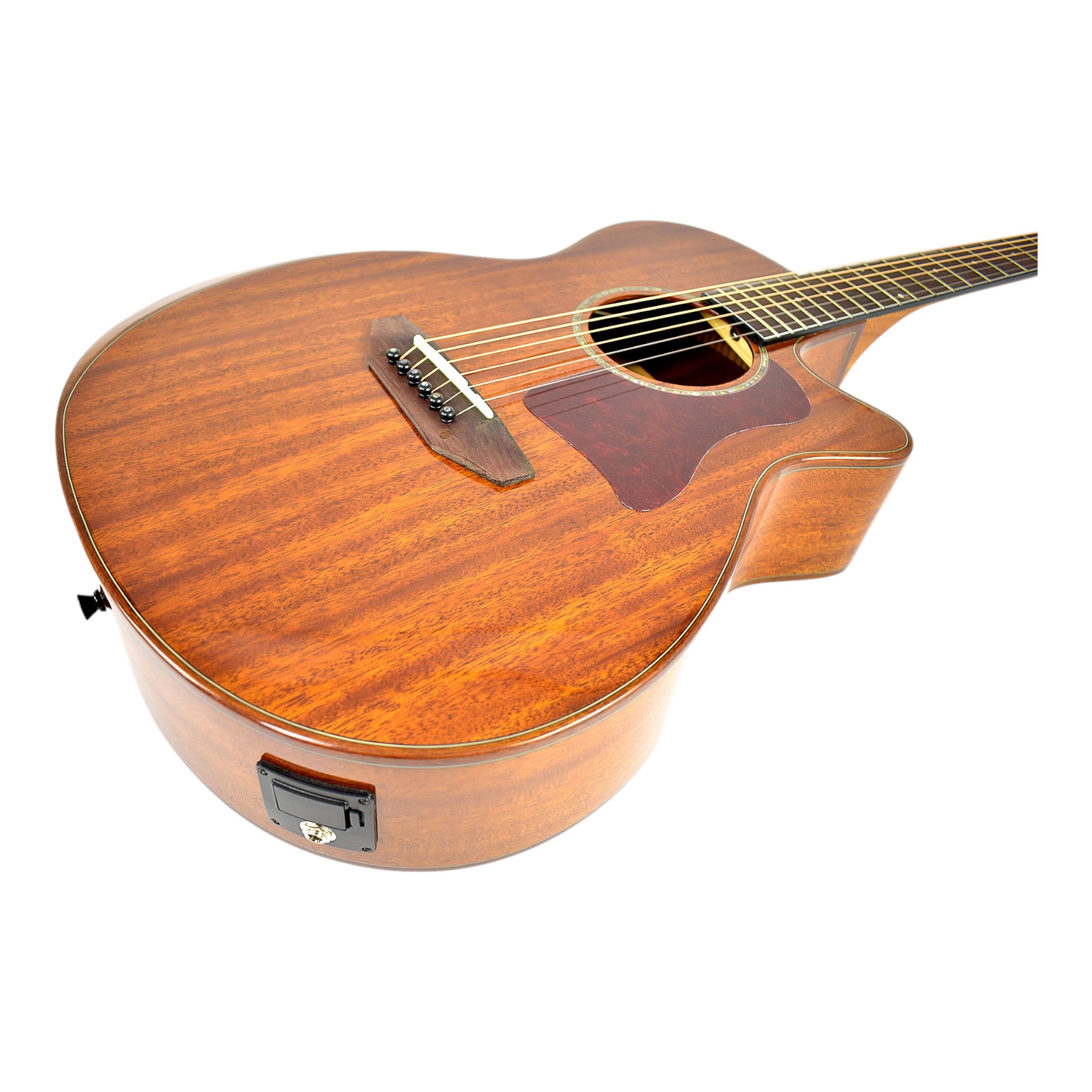 Caraya A2016ARSMT40"/41" Solid Mahogany Beveled Armrest Built-In Pickup/Tuner Acoustic Guitar - Natural