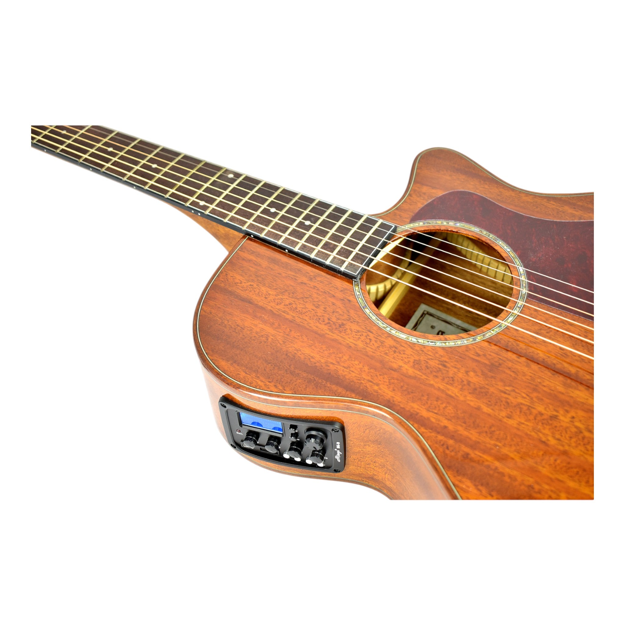 Caraya A2016ARSMT40"/41" Solid Mahogany Beveled Armrest Built-In Pickup/Tuner Acoustic Guitar - Natural