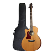 Caraya A2016CEQARCEDARLH Left-Handed Solid Canada Cedar Jumbo Acoustic Guitar - Natural
