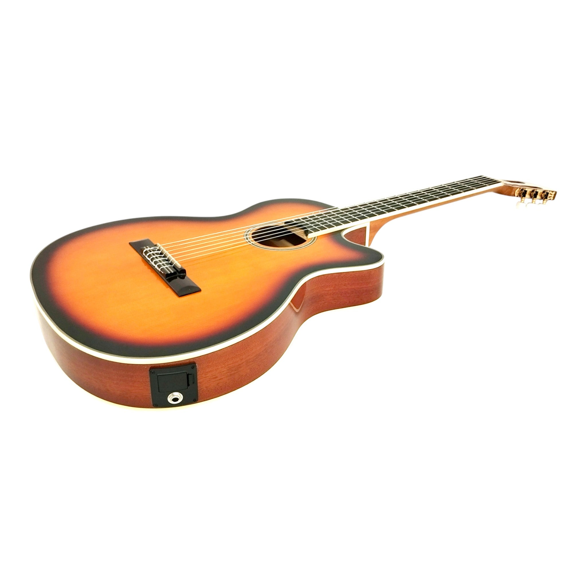 Caraya Spruce Thin-Body Cutaway Built-In Pickup/Tuner Classical Guitar - Sunburst C551BCEQBS