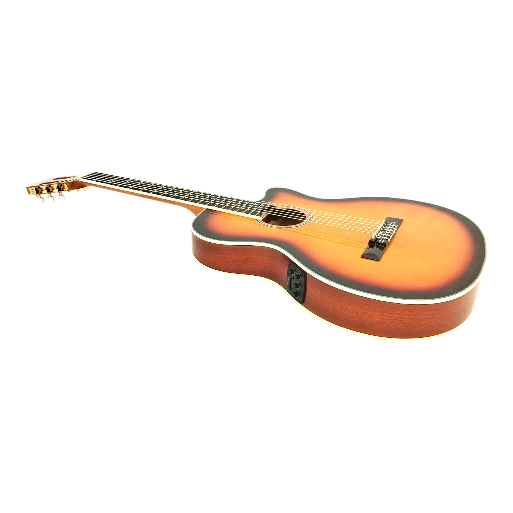Caraya Spruce Thin-Body Cutaway Built-In Pickup/Tuner Classical Guitar - Sunburst C551BCEQBS