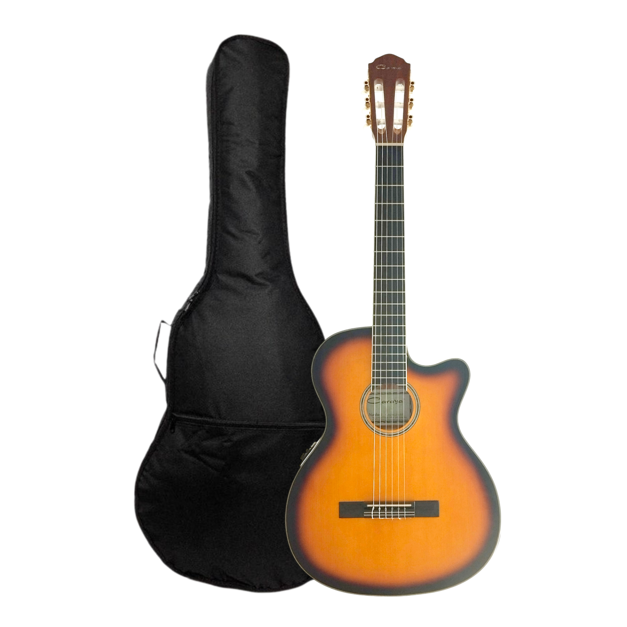 Caraya Spruce Thin-Body Cutaway Built-In Pickup/Tuner Classical Guitar - Sunburst C551BCEQBS