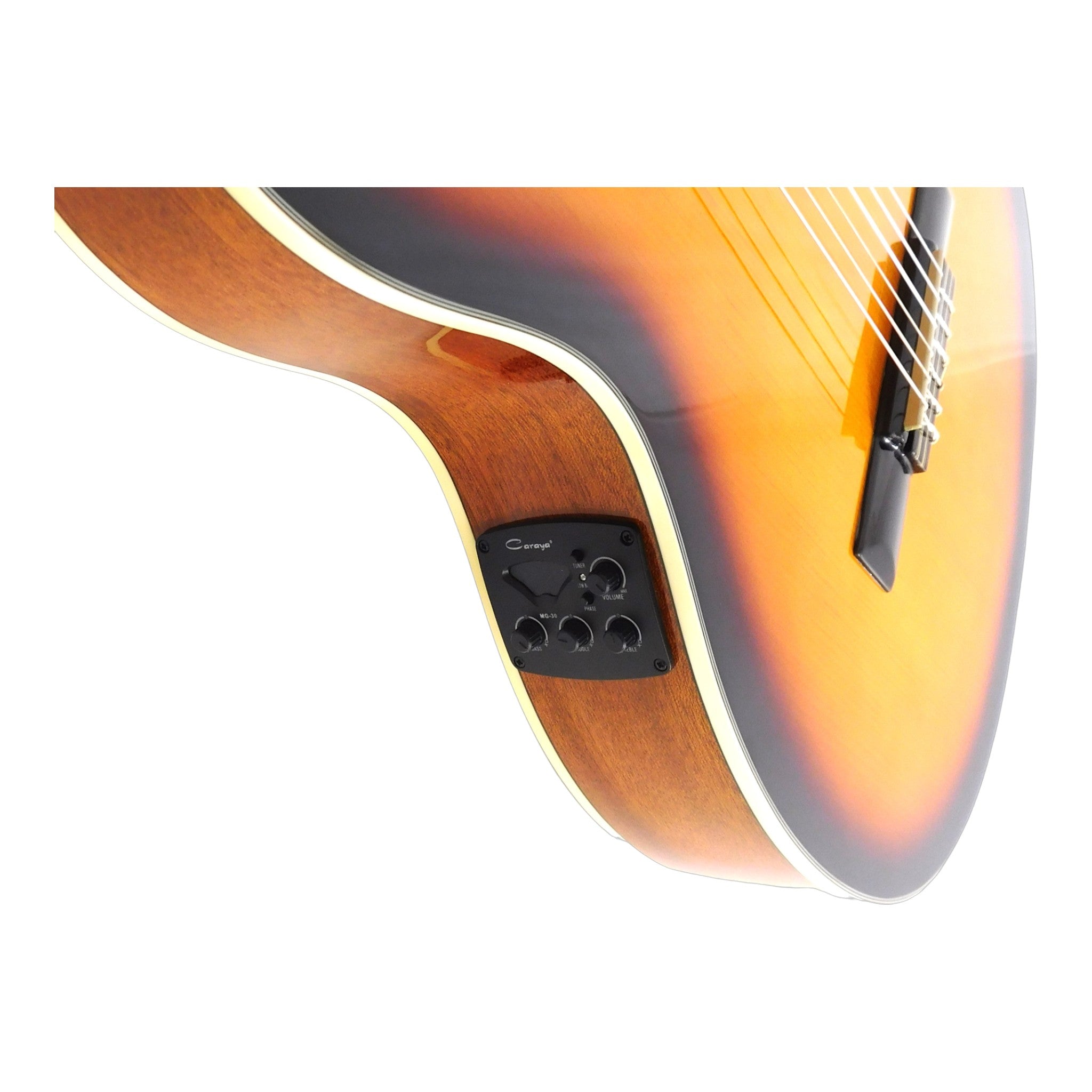 Caraya Spruce Thin-Body Cutaway Built-In Pickup/Tuner Classical Guitar - Sunburst C551BCEQBS
