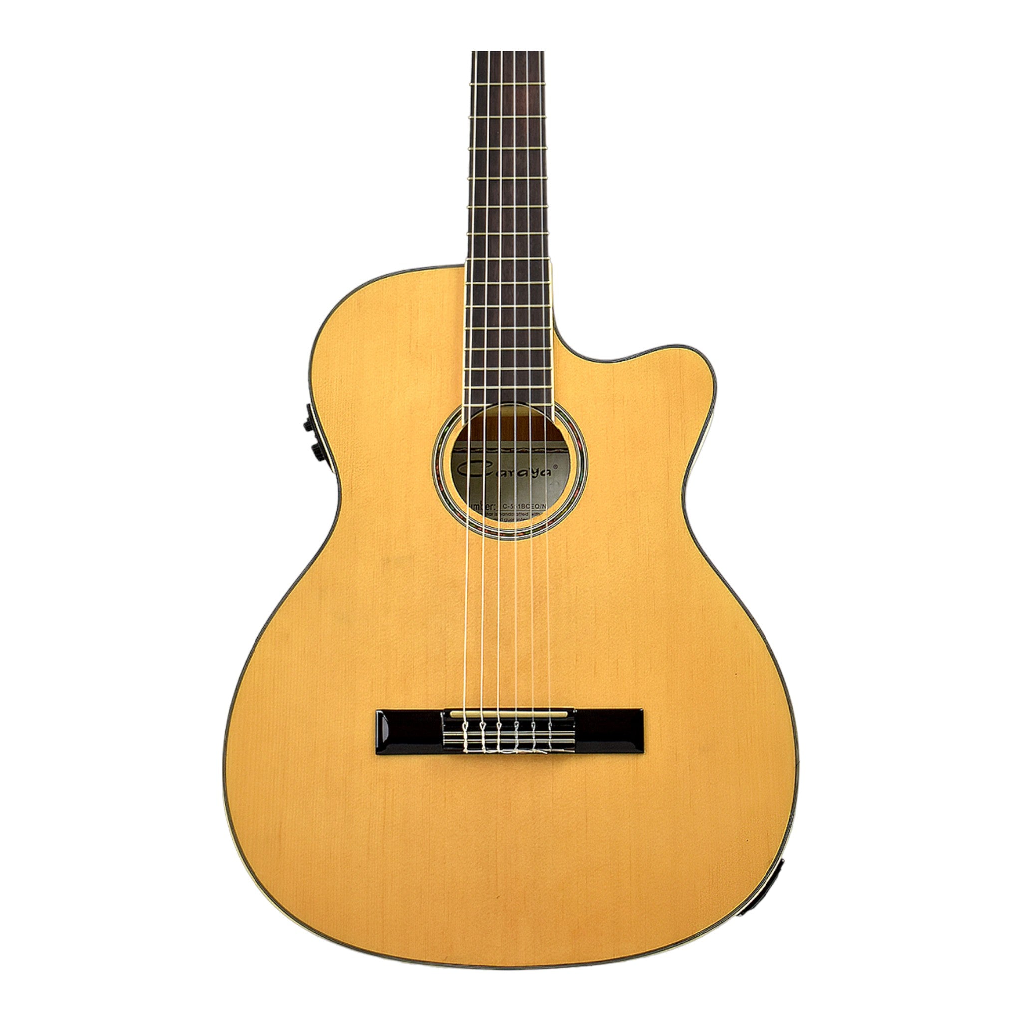 Caraya Spruce Thin-Body Cutaway Built-In Pickup/Tuner Classical Guitar - Natural C551BCEQN
