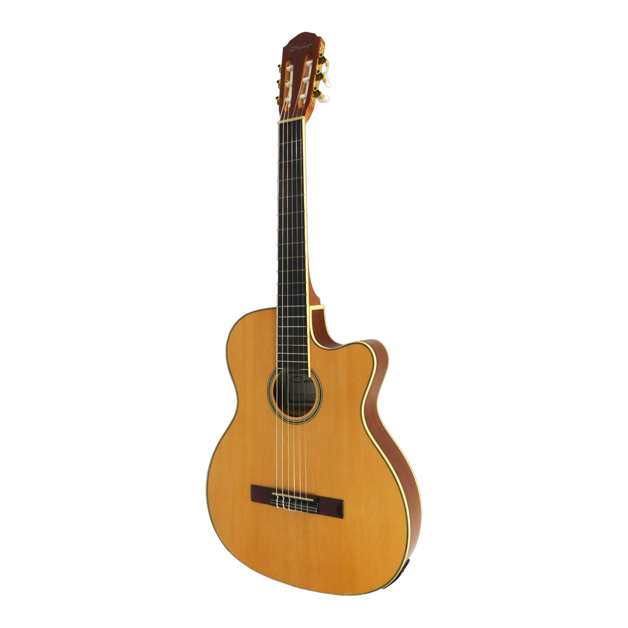 Caraya Spruce Thin-Body Cutaway Built-In Pickup/Tuner Classical Guitar - Natural C551BCEQN