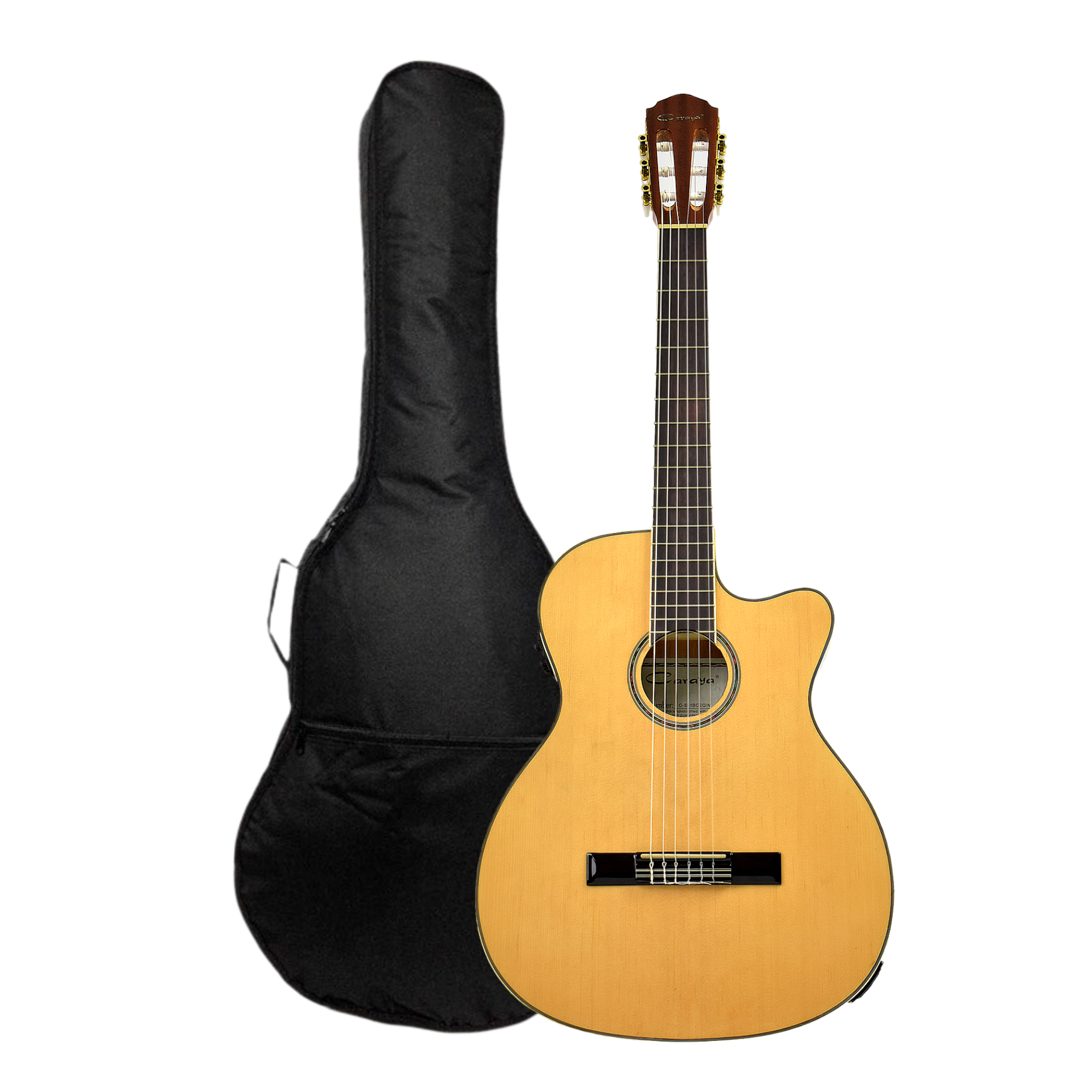Caraya Spruce Thin-Body Cutaway Built-In Pickup/Tuner Classical Guitar - Natural C551BCEQN