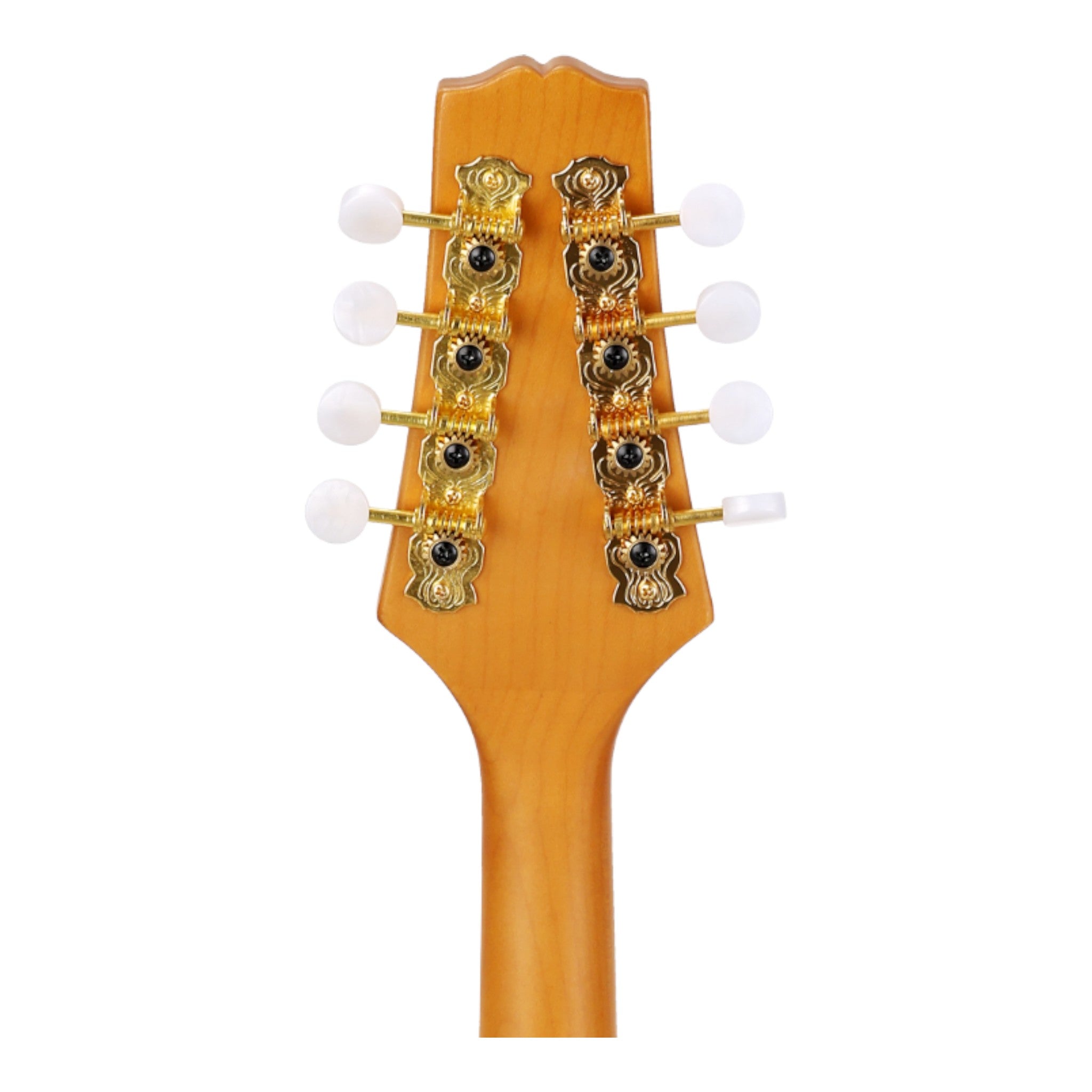 Caraya Solid Okoume Paulownia "Modern Twist" Mandolin in Sunburst w/ Bevelled Edges & Gold Hardware - DMA40