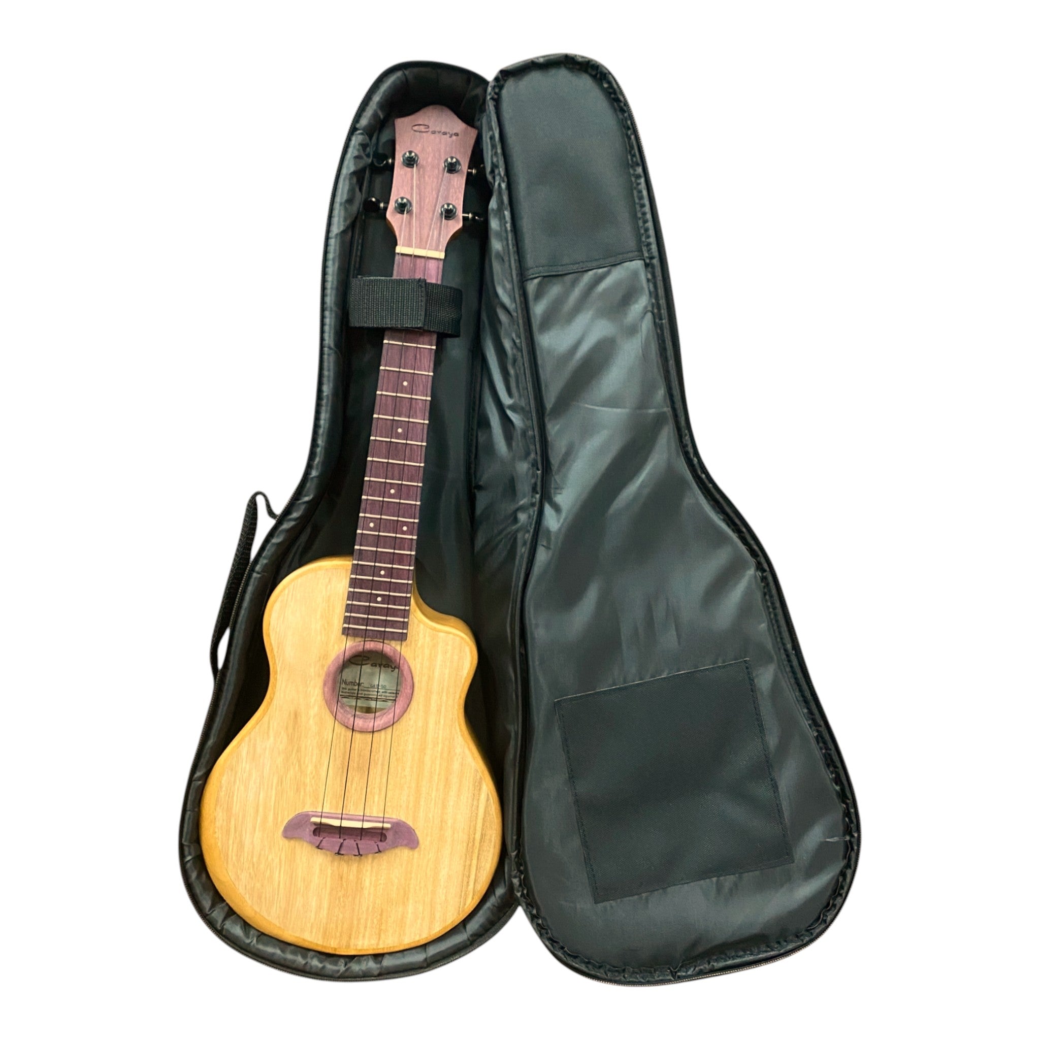 Caraya Solid Carved Paulownia Body Tenor Ukulele w/ Purpleheart Waterfall Soundhole - GAT50