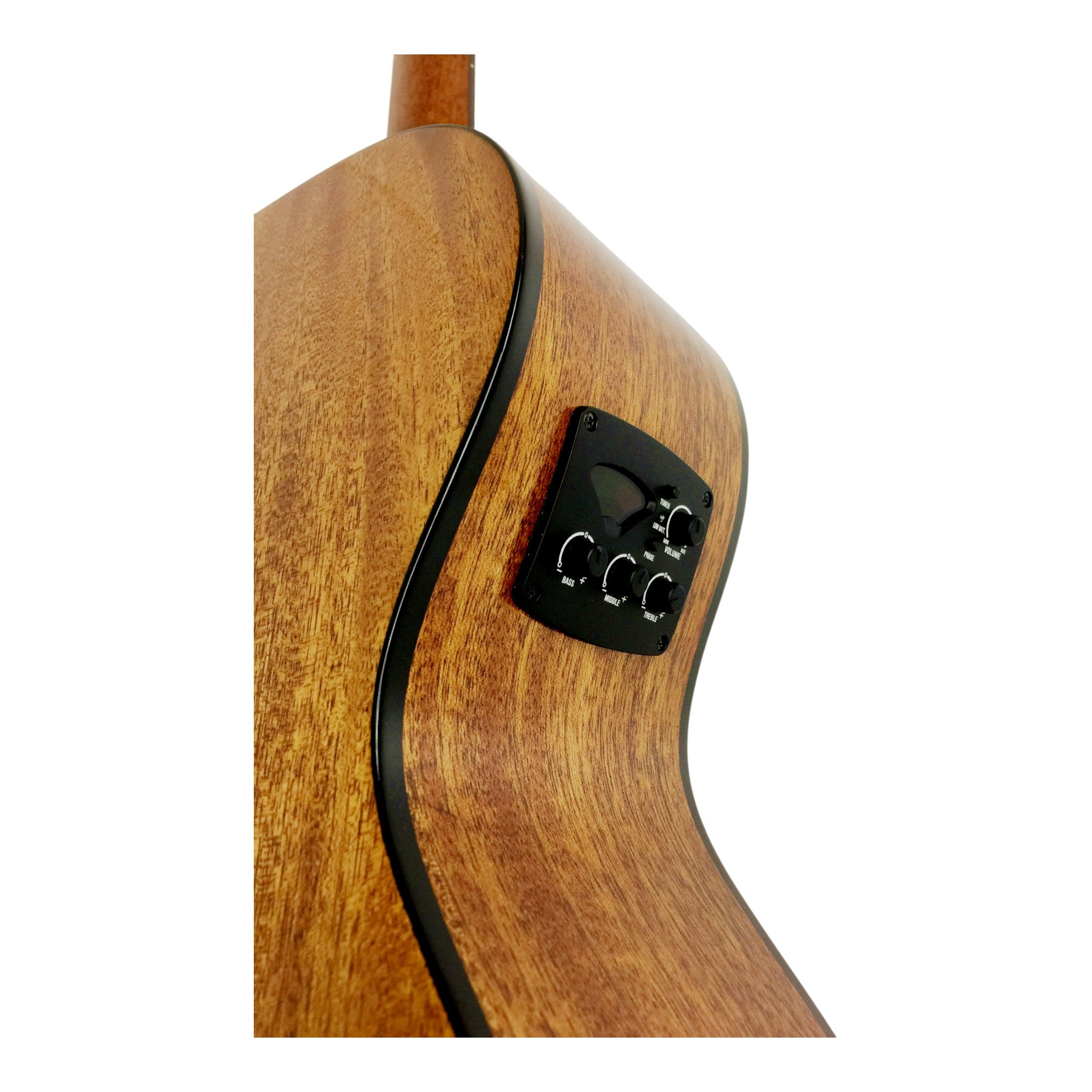 Caraya HSGYPSYCEQGC Spalted Spruce Built-In Pickups/Tuner OM Cutaway Acoustic Guitar - Natural