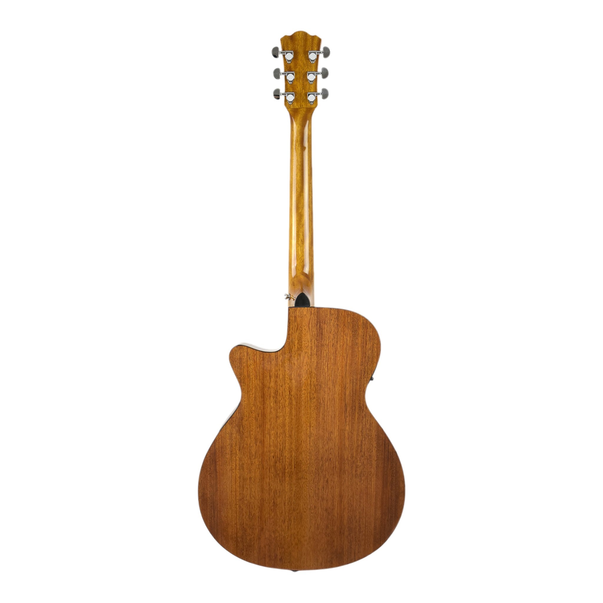 Caraya HSGYPSYCEQGC Spalted Spruce Built-In Pickups/Tuner OM Cutaway Acoustic Guitar - Natural