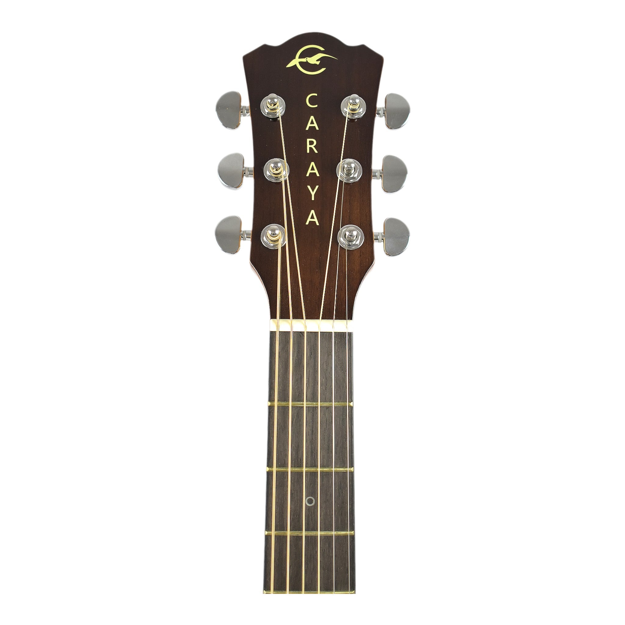 Caraya HSGYPSYCEQGC Spalted Spruce Built-In Pickups/Tuner OM Cutaway Acoustic Guitar - Natural