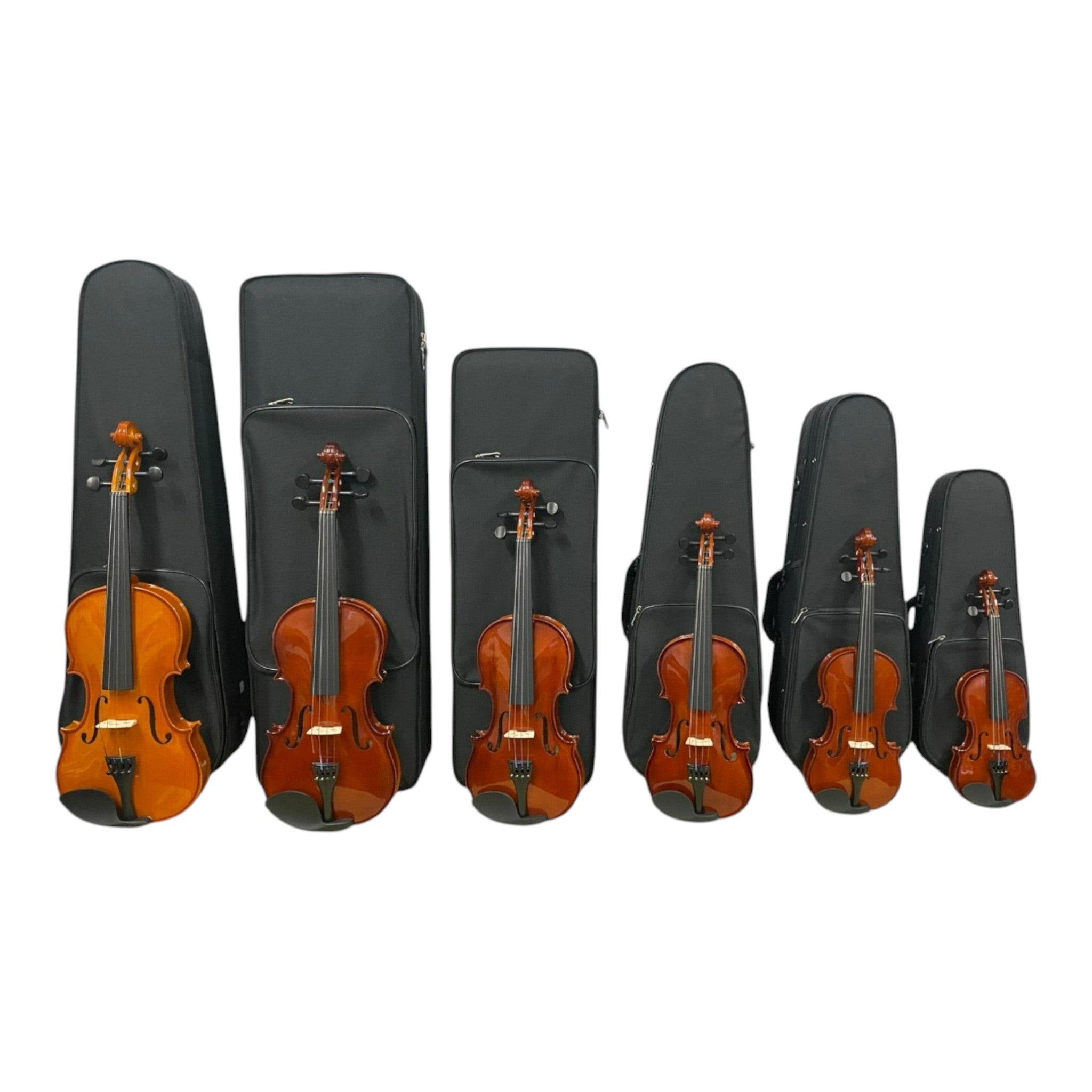 Caraya MV001 Solid Spruce Top 4/4 to 1/16 Size Violin Outfit in Natural Gloss - Student Bundle (MV001PK1)