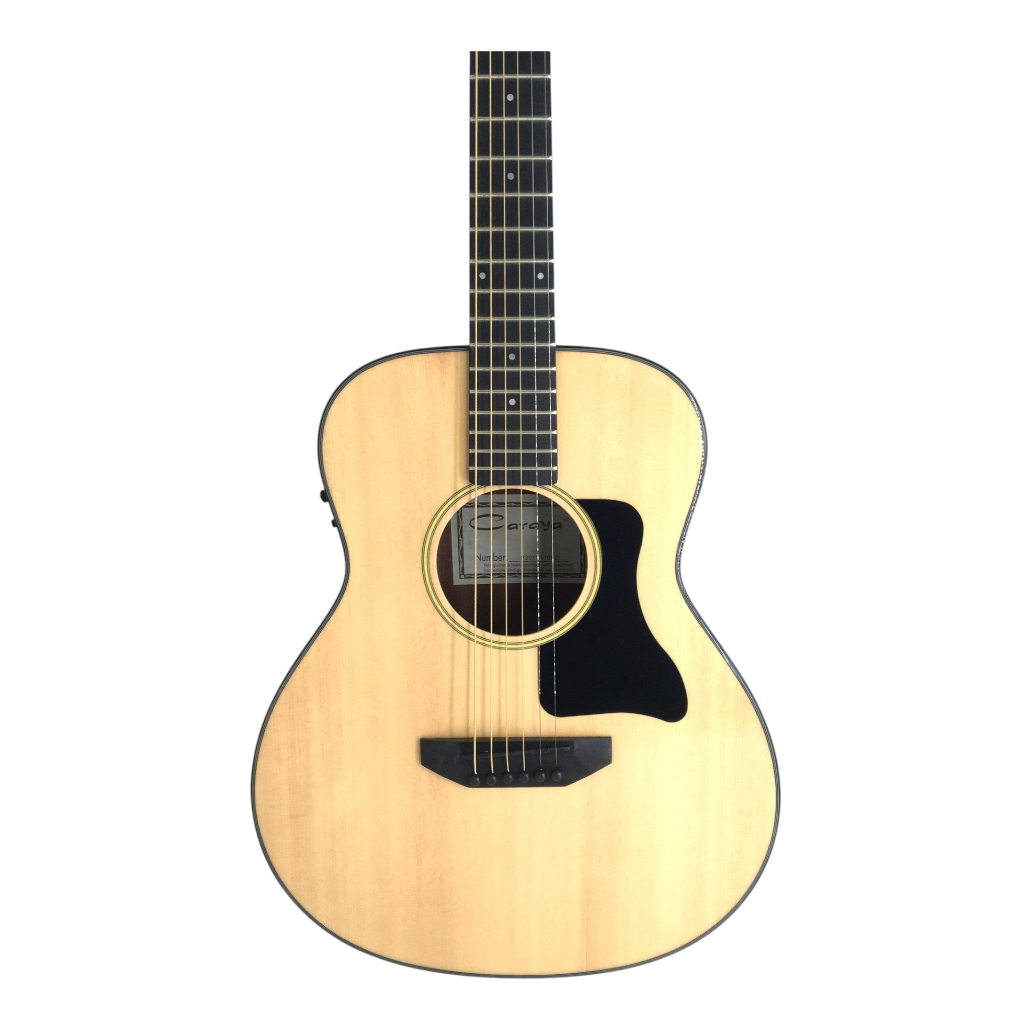 Caraya P301210SEQ 3/4 Traveller Solid Spruce Built-In Pickups/Tuner Acoustic Guitar - Natural