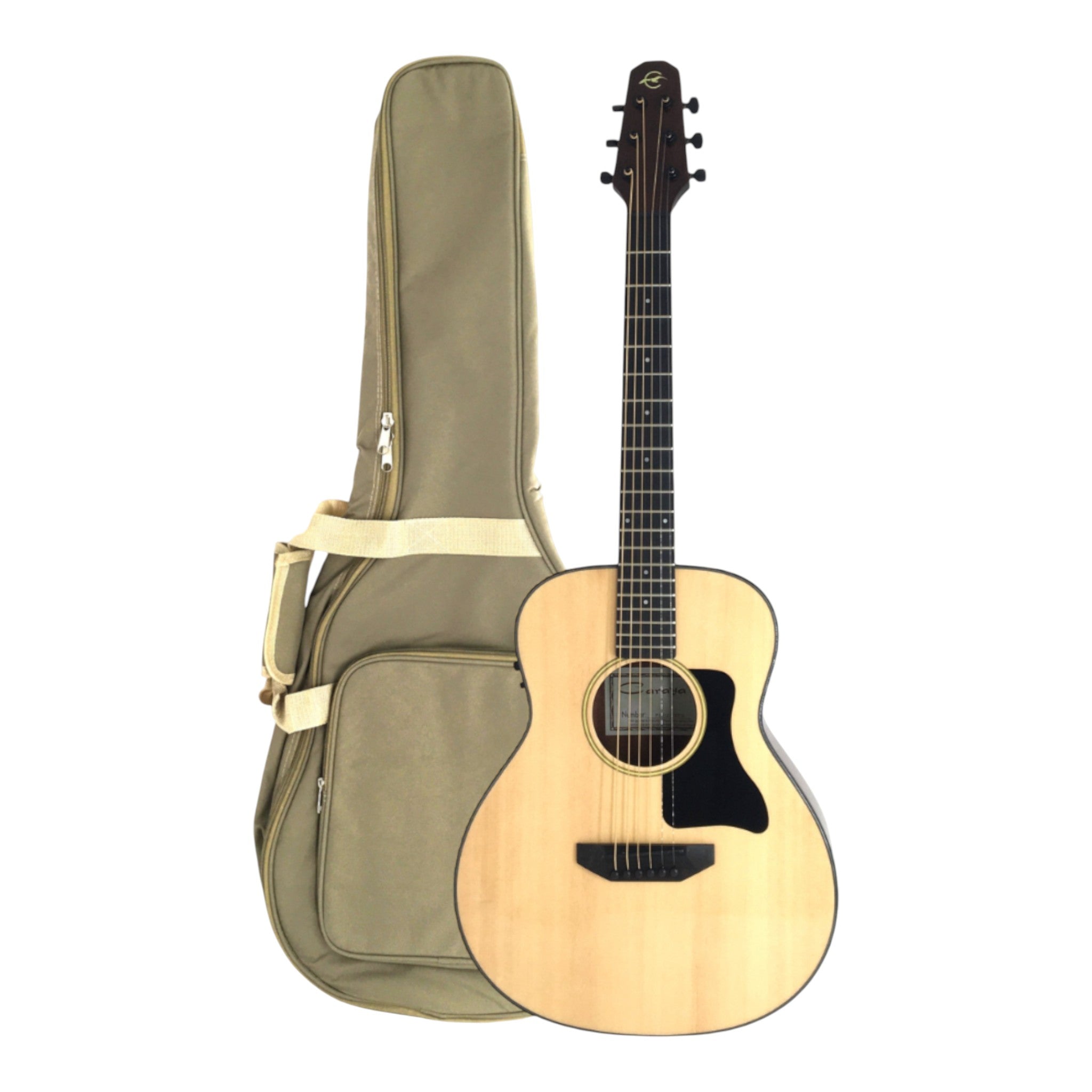 Caraya P301210SEQ 3/4 Traveller Solid Spruce Built-In Pickups/Tuner Acoustic Guitar - Natural