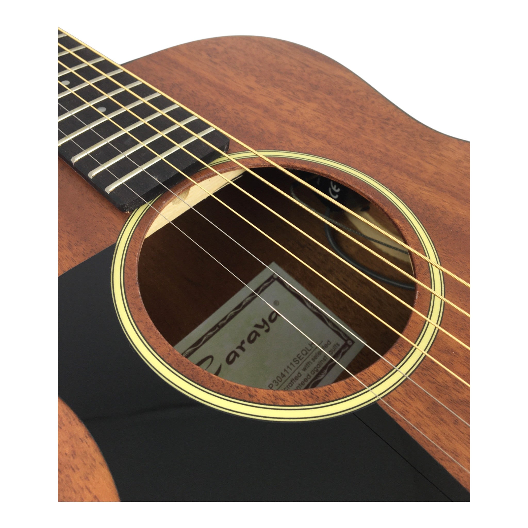 Caraya P304111SEQLH Left-Handed 3/4 Traveller Solid Mahogany Acoustic Guitar w/ Built-In Tuner, Pickup & Padded Bag