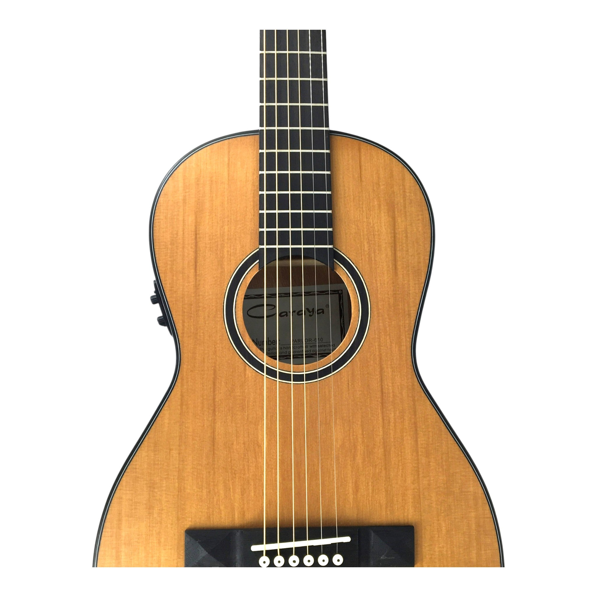 Caraya PARLOR610 Parlor Cedar Top Built-In Pickups/Tuner Acoustic Guitar - Natural