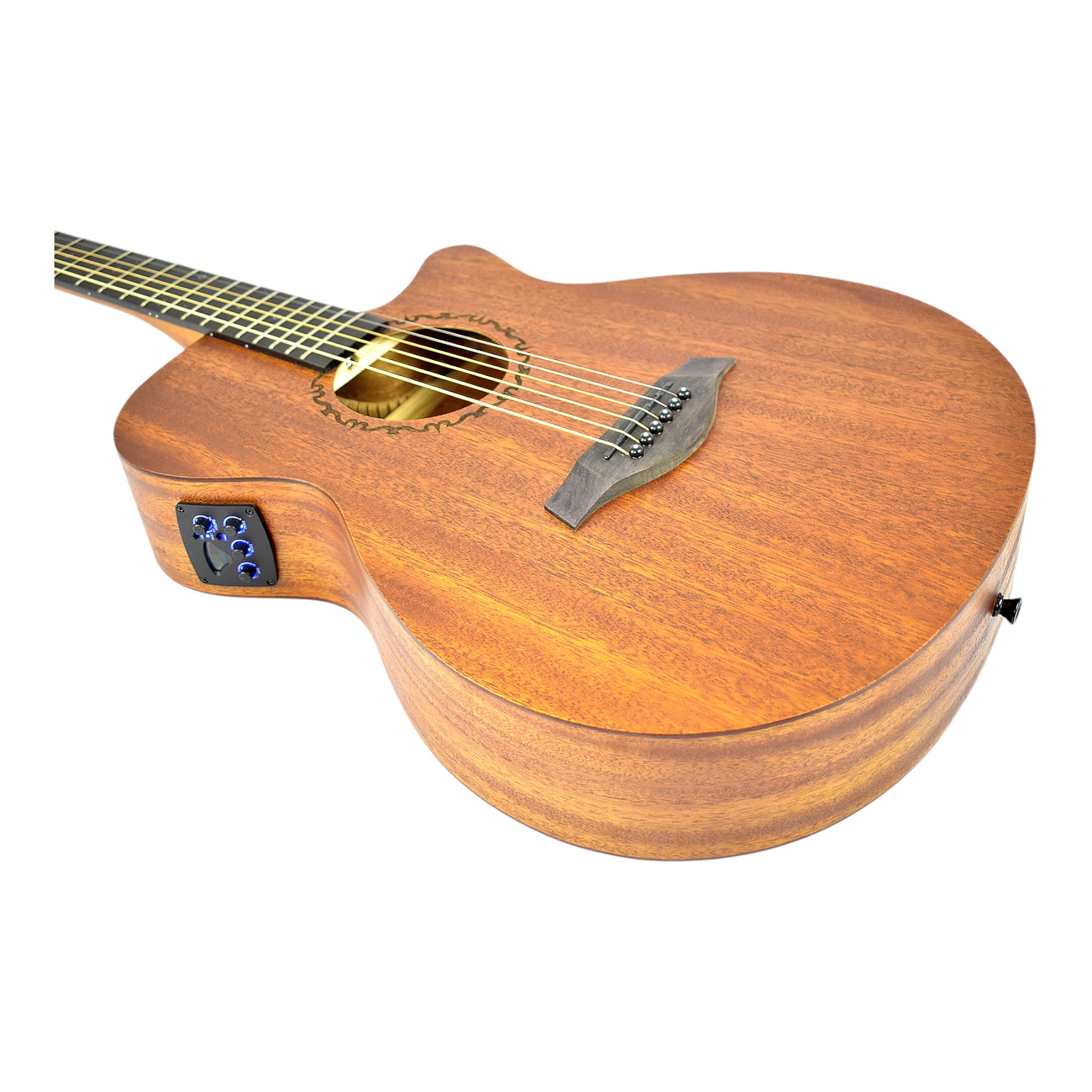 Caraya SAFAIR40CEQ 40" Traveler Thin Body Built-In Pickups/Tuner Acoustic Guitar - Natural with Accessories and 10W Amp. (Optional)