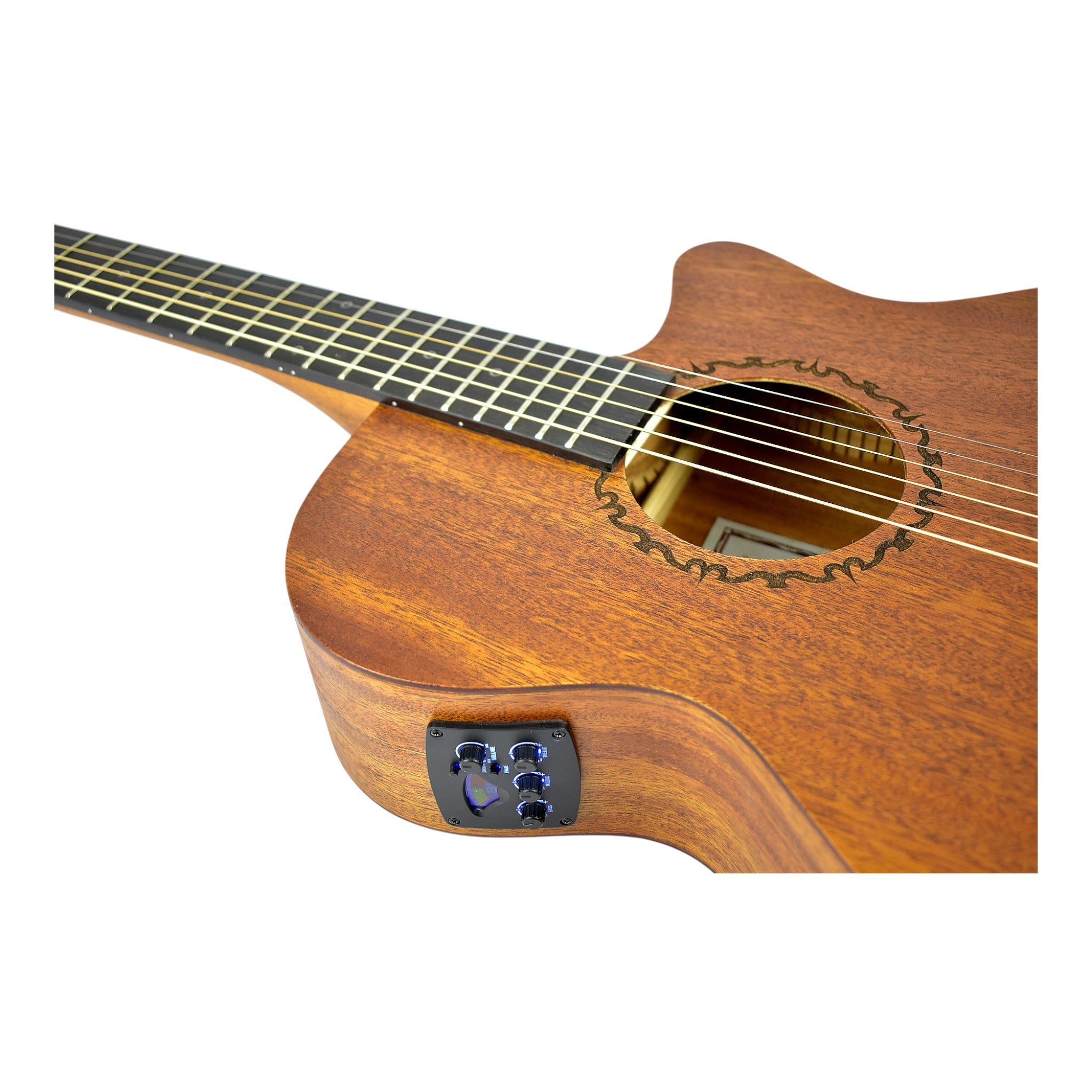 Caraya SAFAIR40CEQ 40" Traveler Thin Body Built-In Pickups/Tuner Acoustic Guitar - Natural with Accessories and 10W Amp. (Optional)