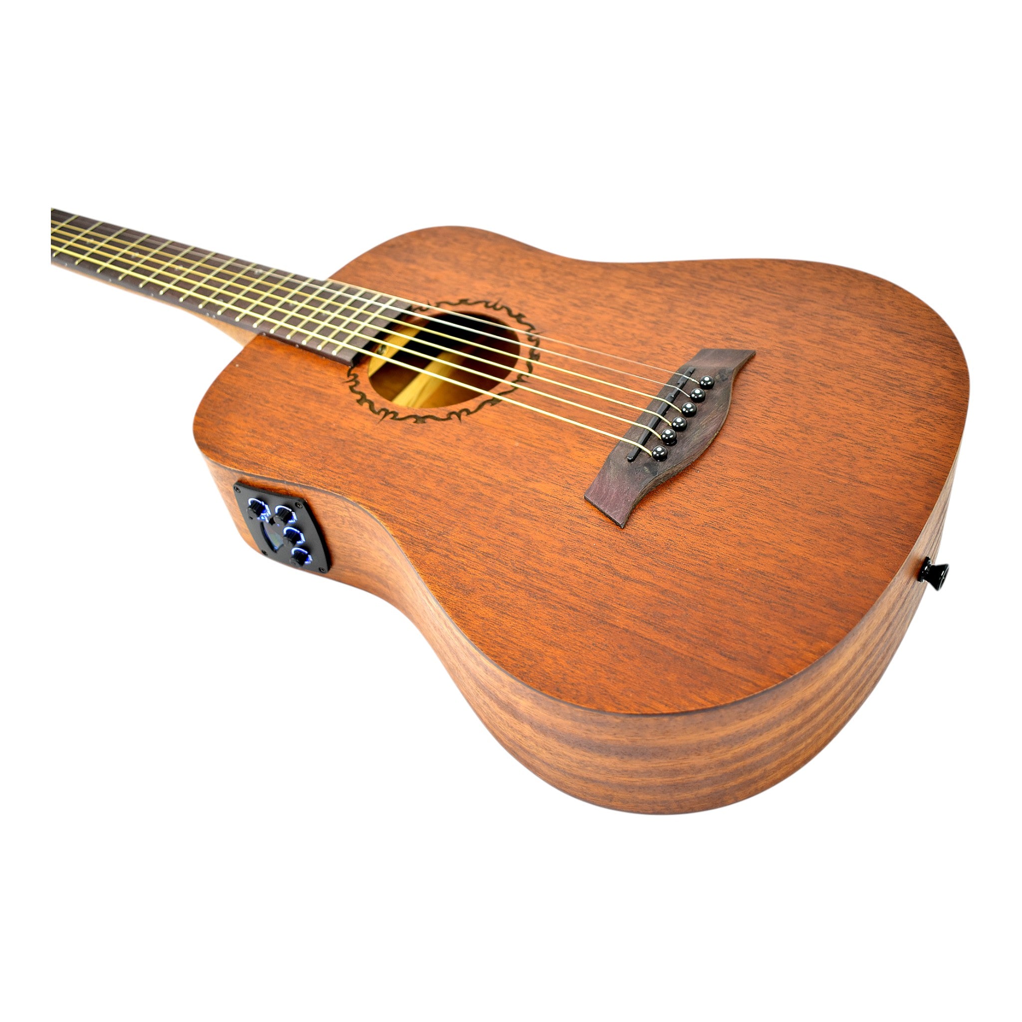 Caraya SAFAIR34EQ 34" All Mahogany Built-In Pickups/Tuner Acoustic Guitar - Natural with Accessories and 10W Amp. (Optional)