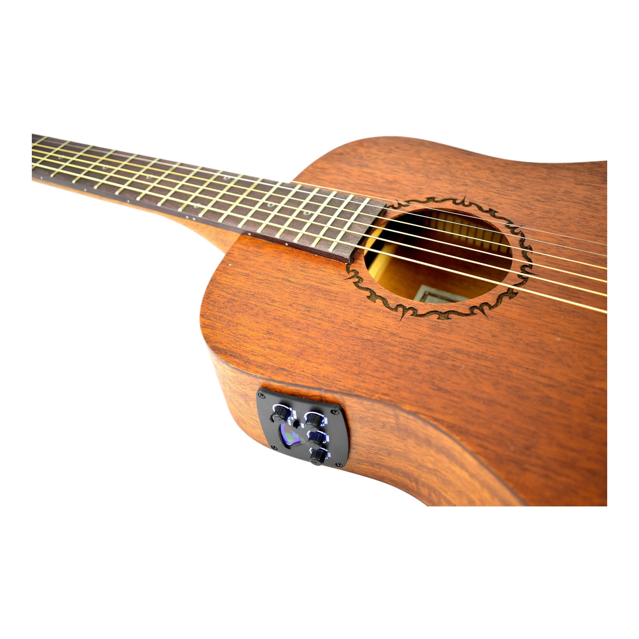 Caraya SAFAIR34EQ 34" All Mahogany Built-In Pickups/Tuner Acoustic Guitar - Natural with Accessories and 10W Amp. (Optional)
