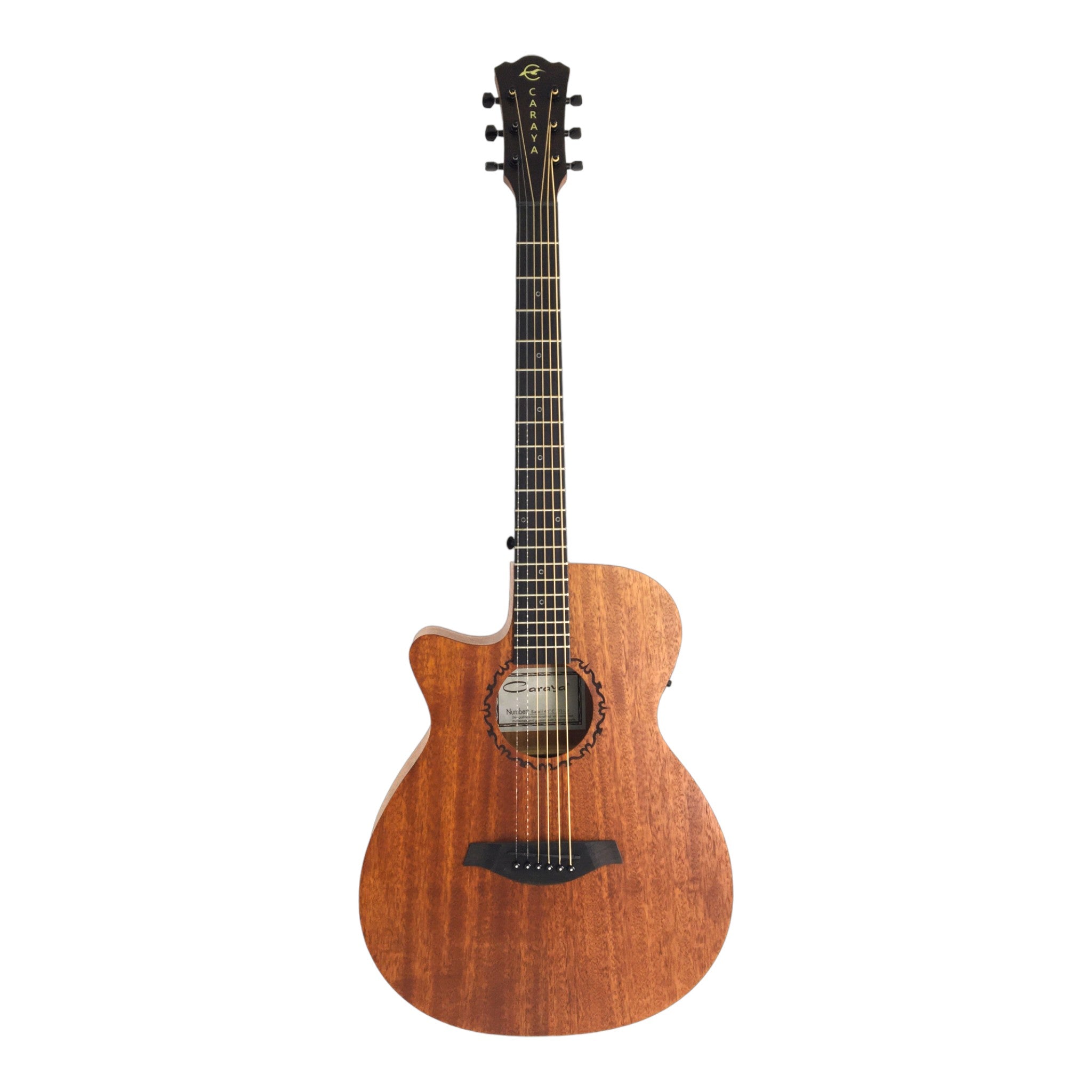 Caraya SAFAIR40CEQLH Left-Handed Thin-Body Built-In Pickups/Tuner Acoustic Guitar - Natural + 10W Amp. (Optional)