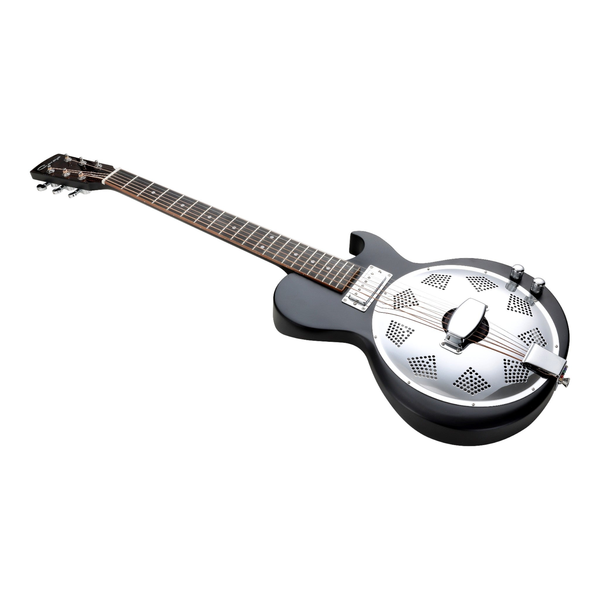 Caraya SDG80 Hybrid Electric-Acoustic Resonator Guitar – Okoume, Satin Black