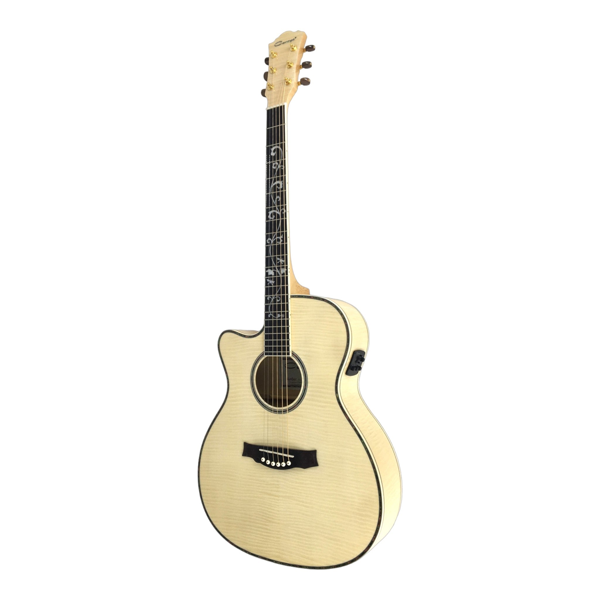 Caraya SDG837CEQNLH Left-Handed All Maple Built-In Pickups/Tuner Acoustic Guitar - Natural