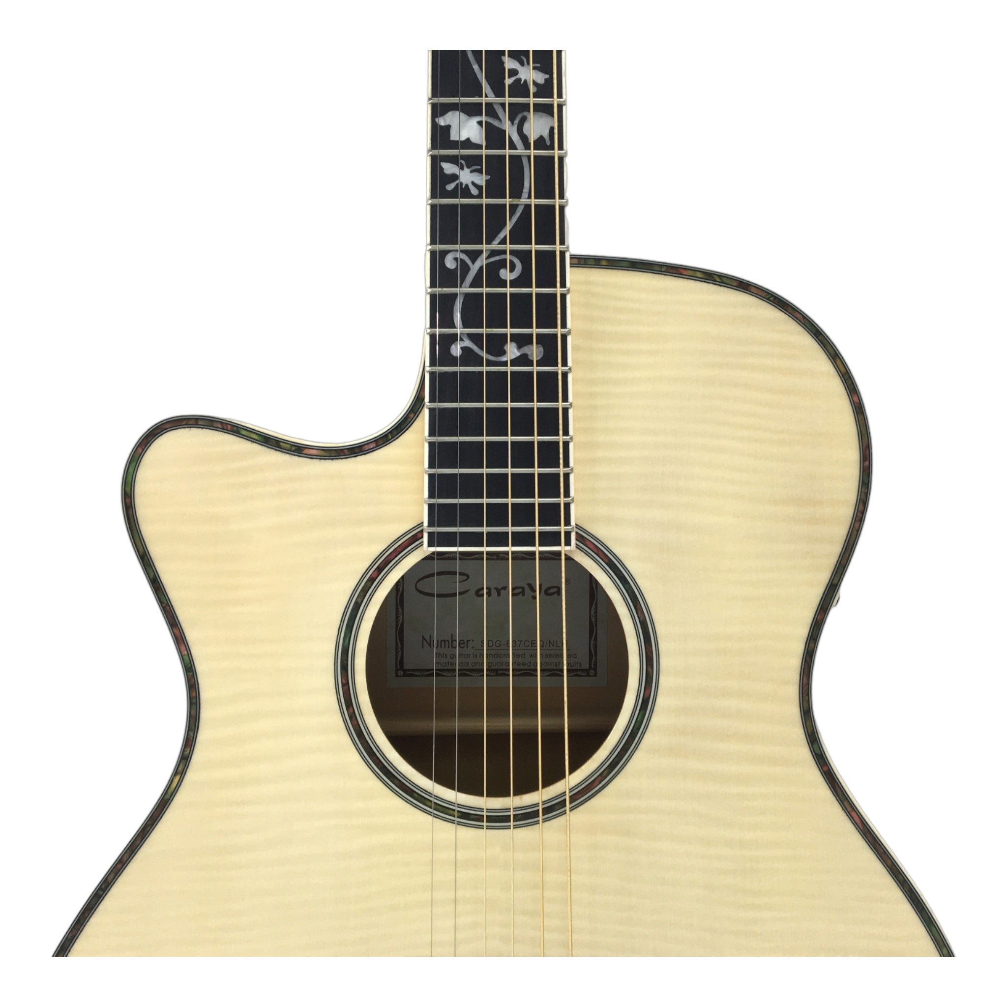 Caraya SDG837CEQNLH Left-Handed All Maple Built-In Pickups/Tuner Acoustic Guitar - Natural