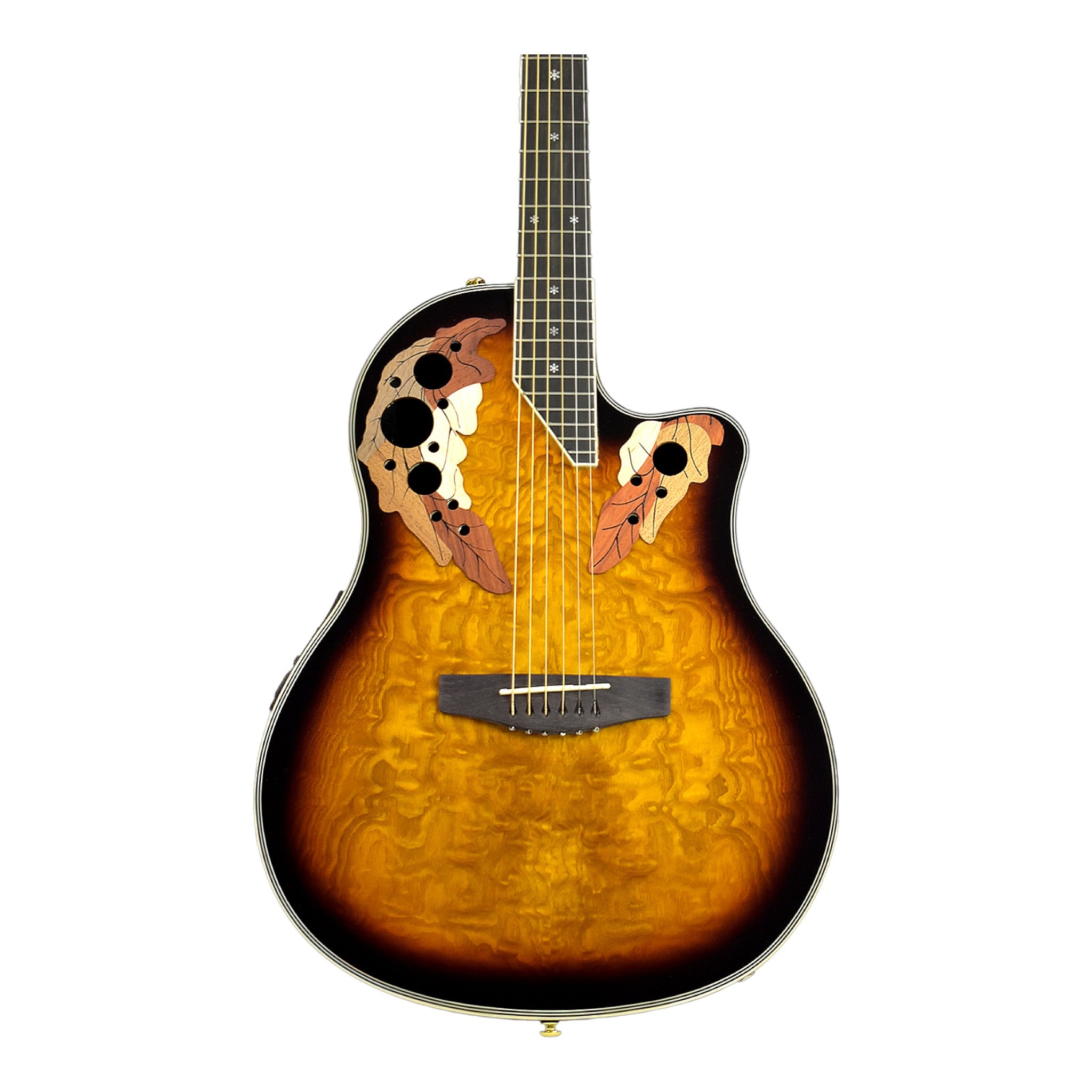 Caraya SP723CEQBS Roundback Built-In Pickups Fibre Glass Back Acoustic Guitar - Sunburst with Accessories and 10W Amp. (Optional)