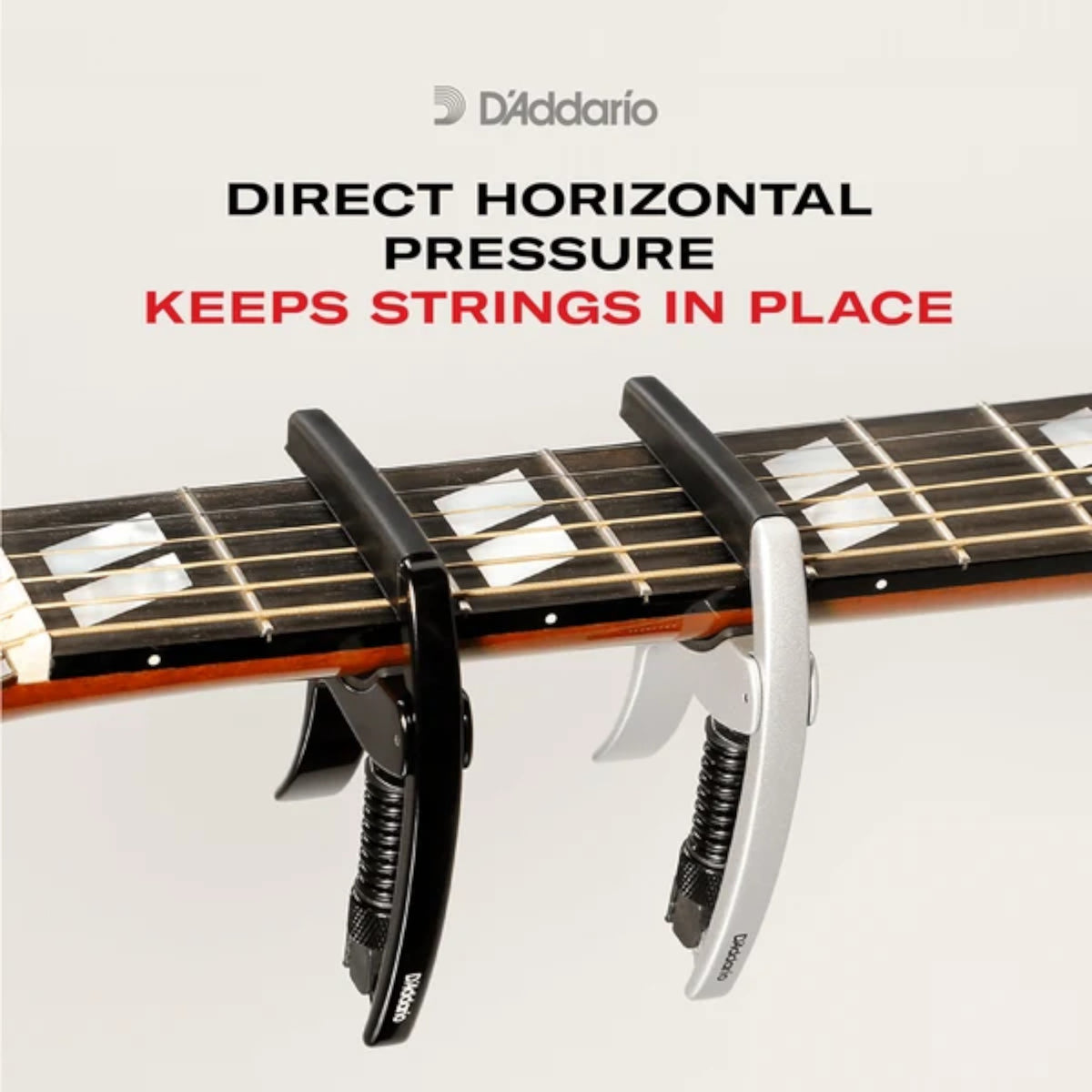 D'Addario PWCP09 Aluminium Adjustable Trigger-Type "Tri-Action" Capo for 6-String Guitars - Black
