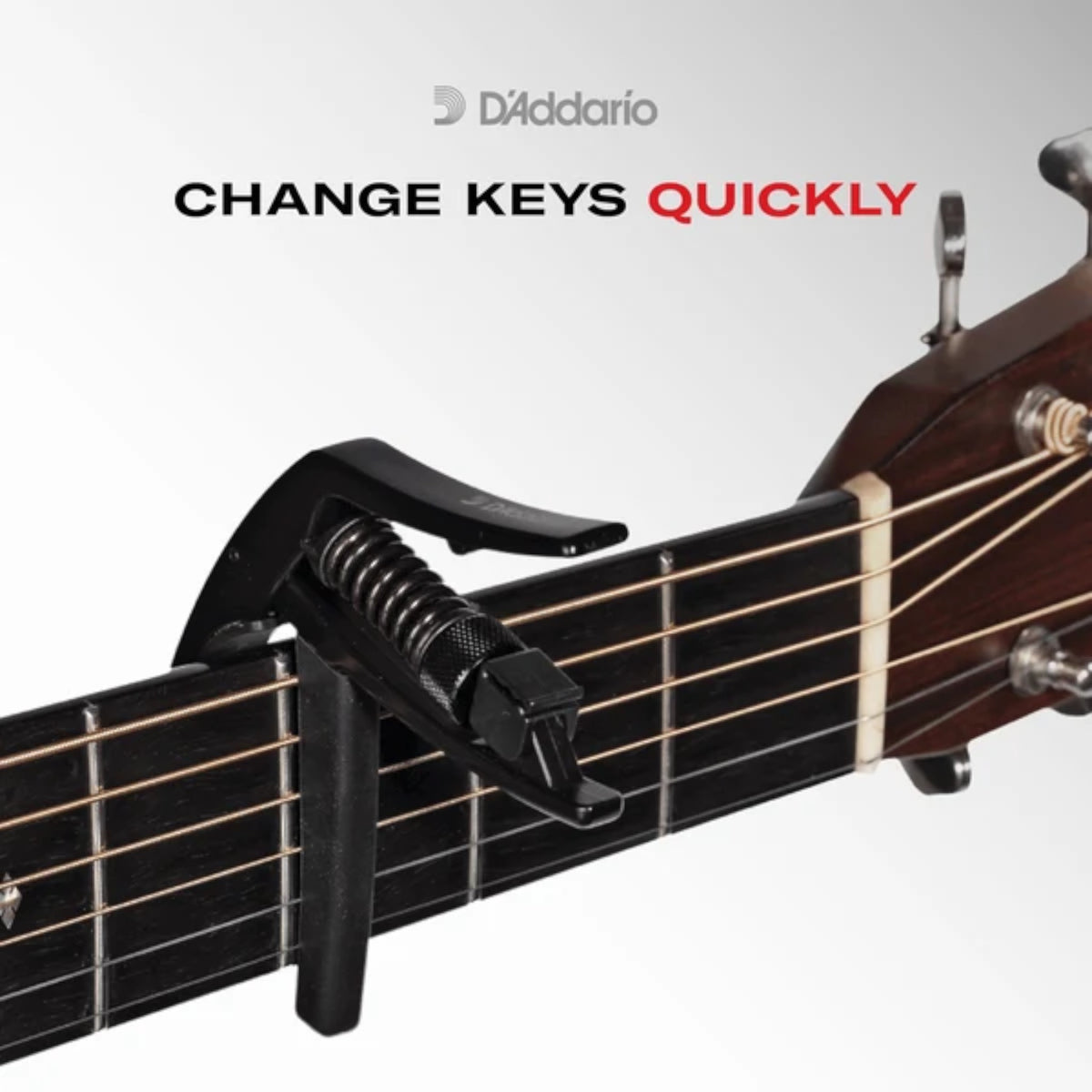 D'Addario PWCP09 Aluminium Adjustable Trigger-Type "Tri-Action" Capo for 6-String Guitars - Black