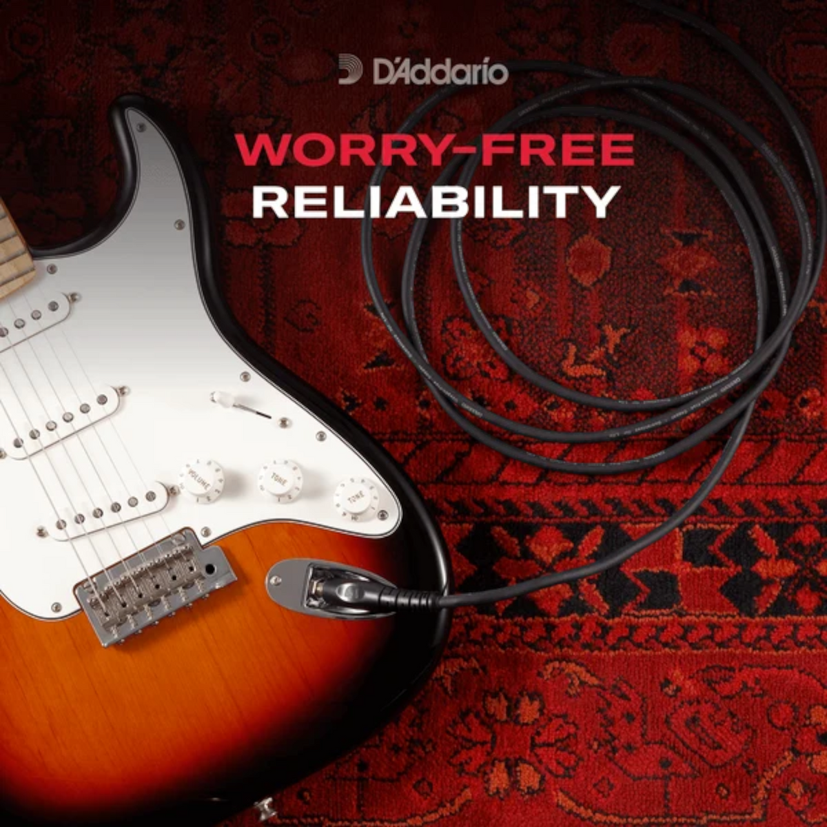 D'Addario Custom Series 1/4" Jack Instrument Cable - Straight-Straight