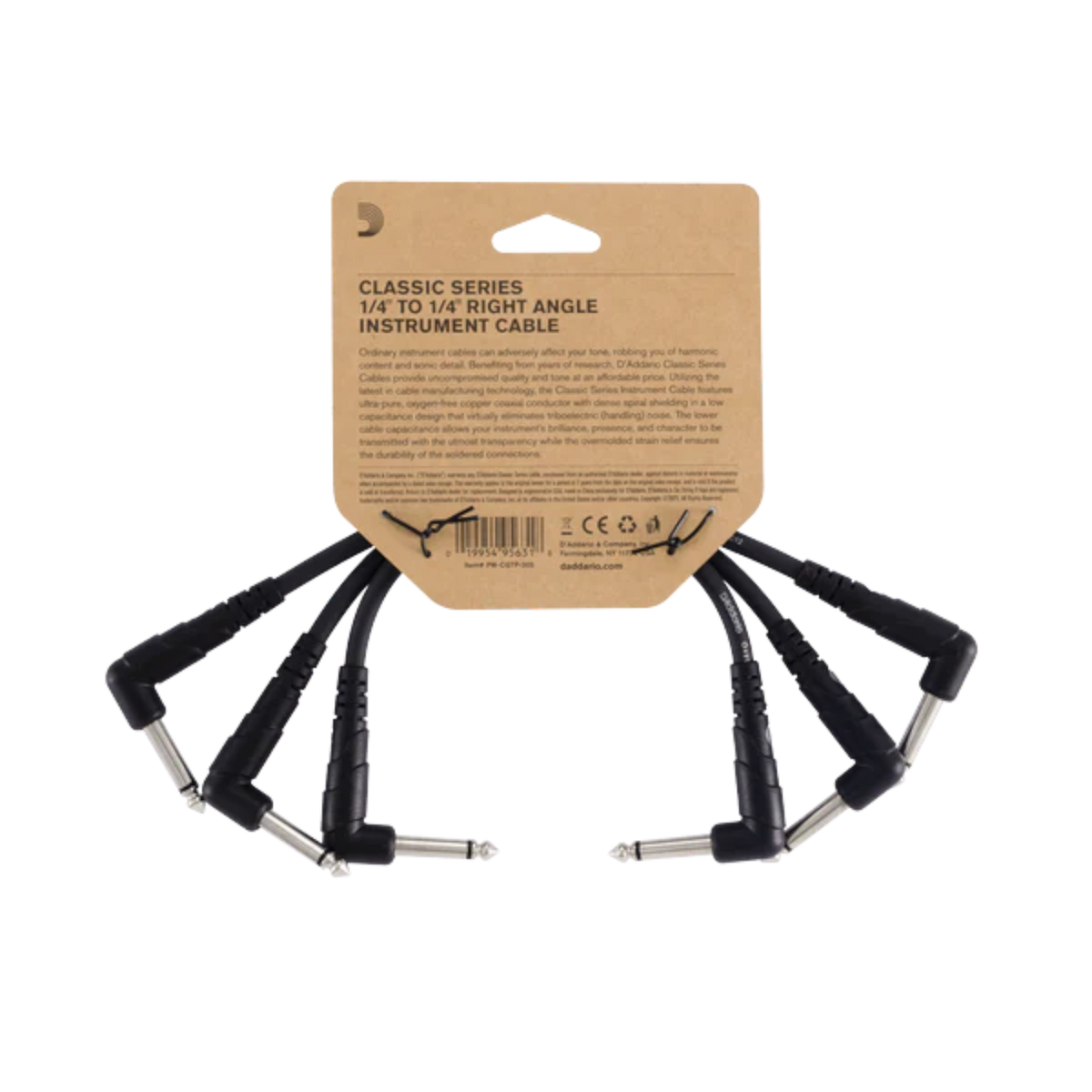 D'Addario 6" Classic Series Patch Cable - 3 pack