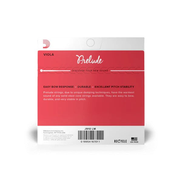 D’Addario J910LM "Prelude" Solid Steel Core Viola Strings Set - Long Scale - Medium Tension
