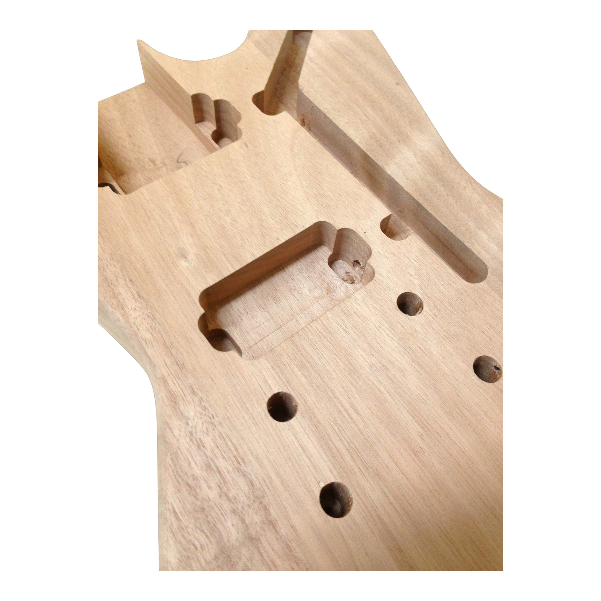 E1958 Solid Mahogany Set-Neck Explorer-Style H-H Electric Guitar DIY Kit - Complete No-Soldering w/ 3-Ply Pickguards in Black & White