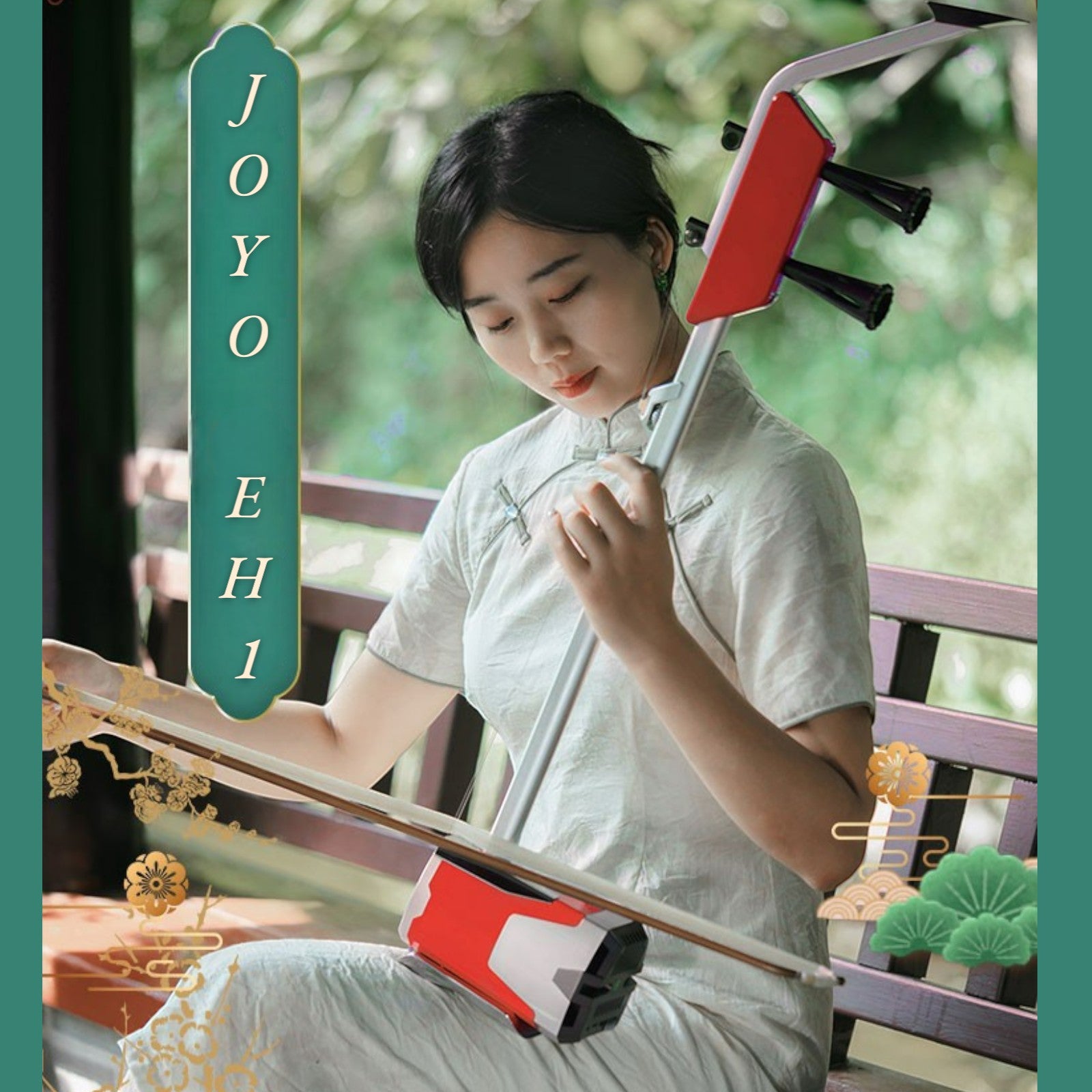 Joyo EH1 Professional Multifunctional Electric-Acoustic Erhu w/ Built-In Chromatic Tuner, 3-Band EQ, & Digital Effects