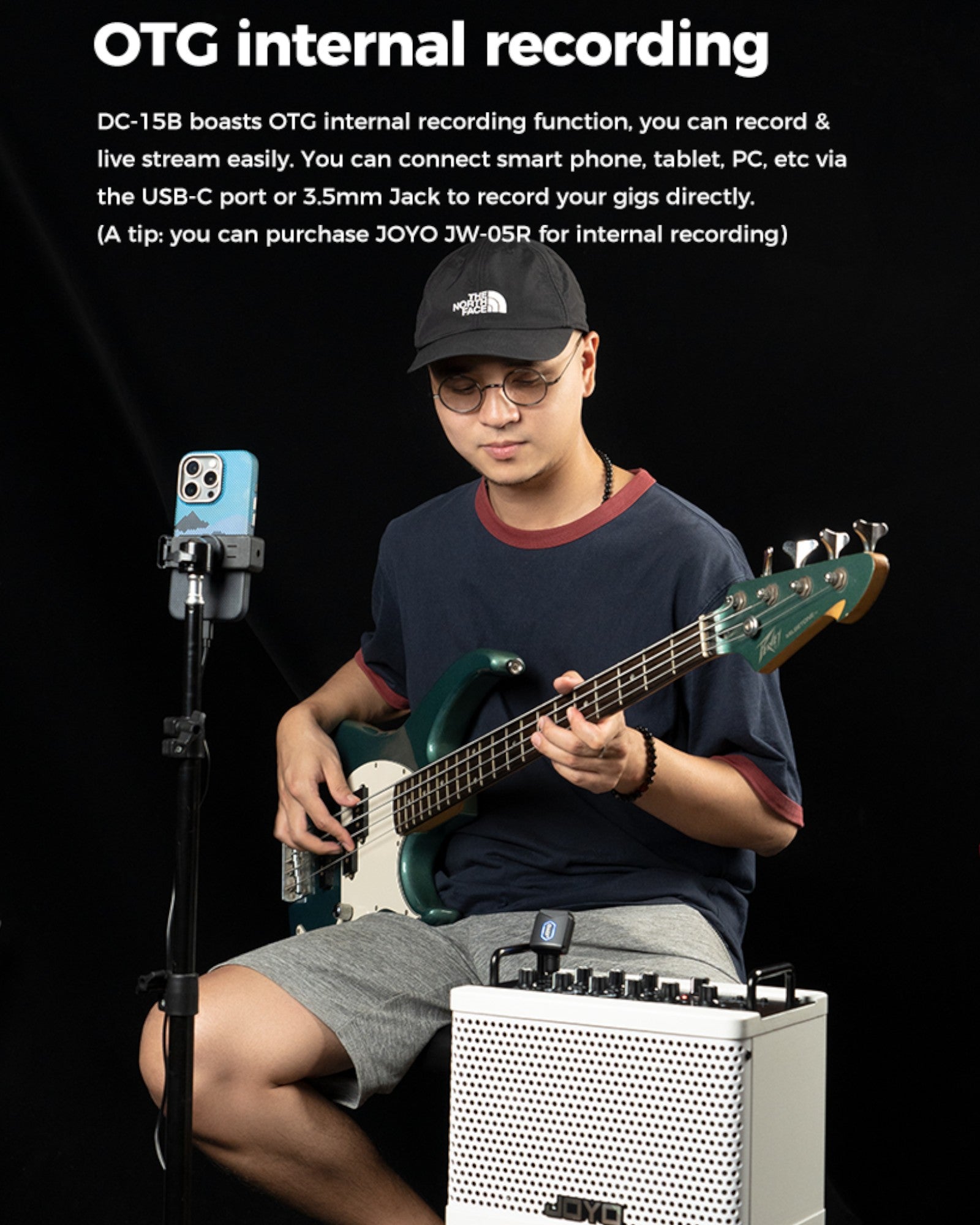 Joyo 15W Portable Digital Amp for Bass Guitar w/ Built-In Effects & Drum Machine - DC15B