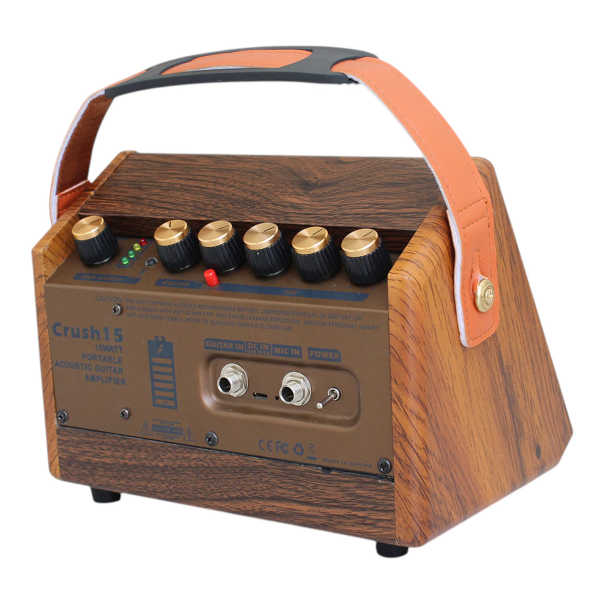 (PREORDER: MID OCT 2026) Flatsons CRUSH15 15W Portable Rechargable Acoustic Guitar Amplifier with Bluetooth & Microphone Input
